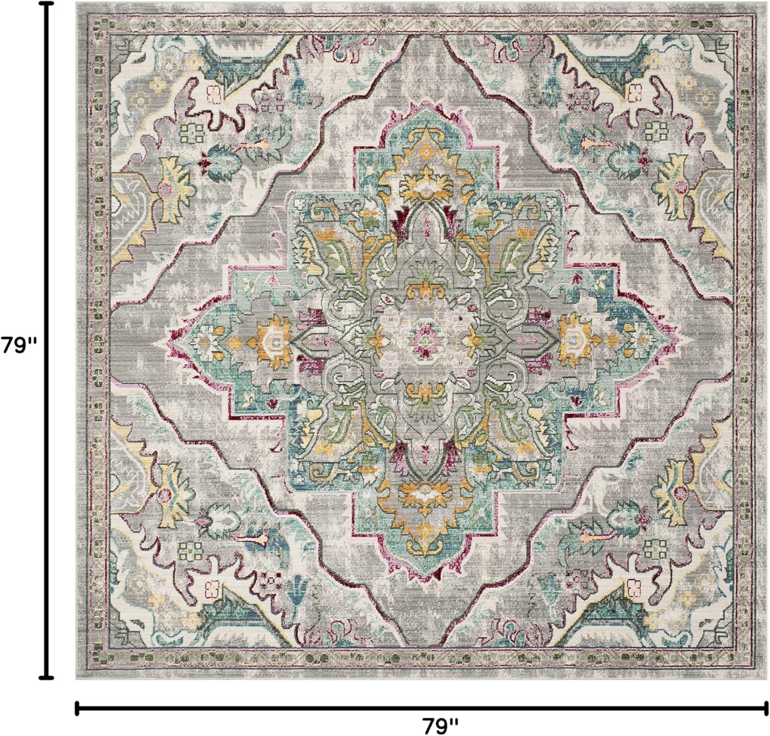 Mystique MYS921 Power Loomed Area Rug Grey / Light Blue 6'-7" X 6'-7" Square - Safavieh.