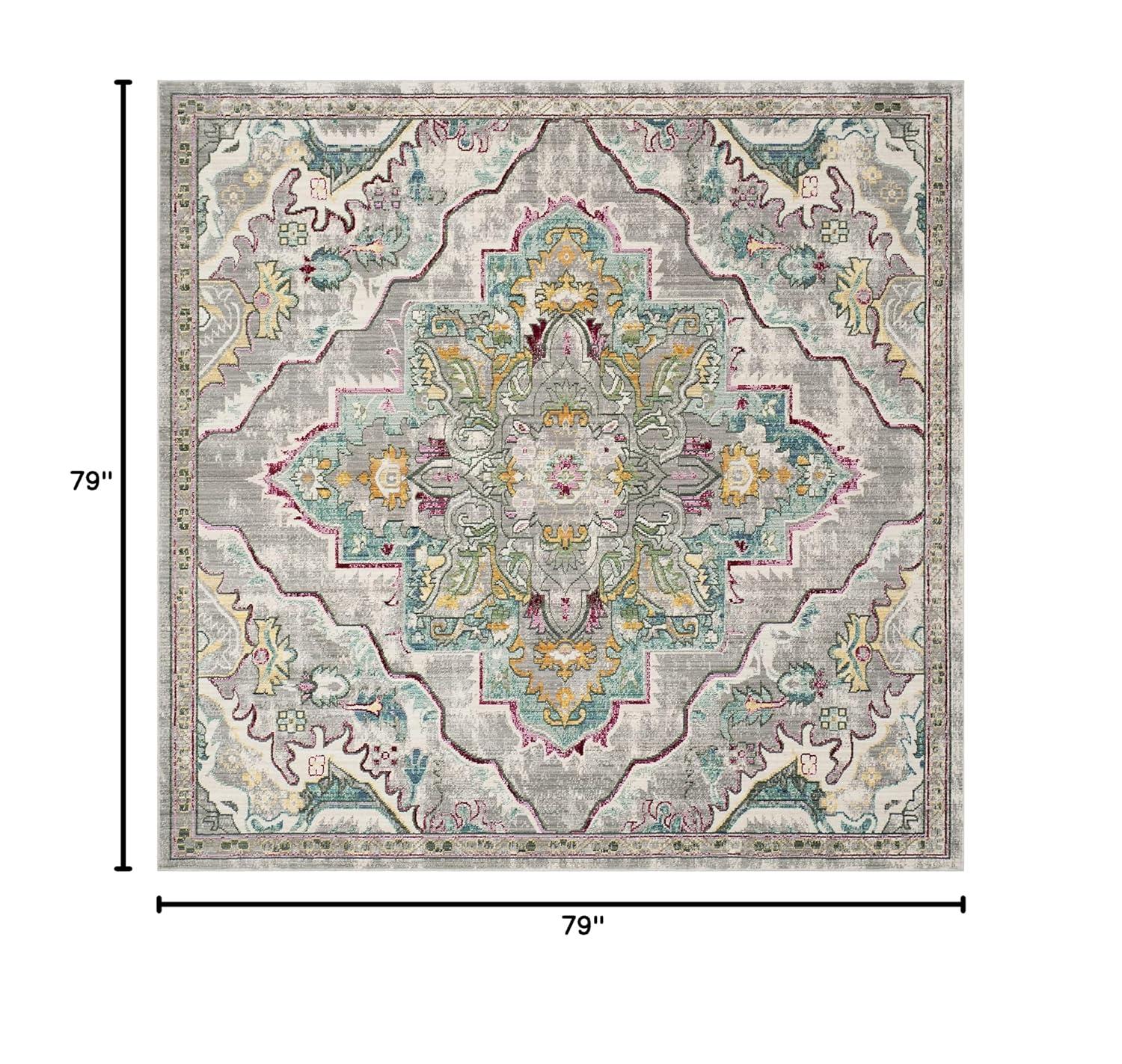 Mystique MYS921 Power Loomed Area Rug Grey / Light Blue 6'-7" X 6'-7" Square - Safavieh.