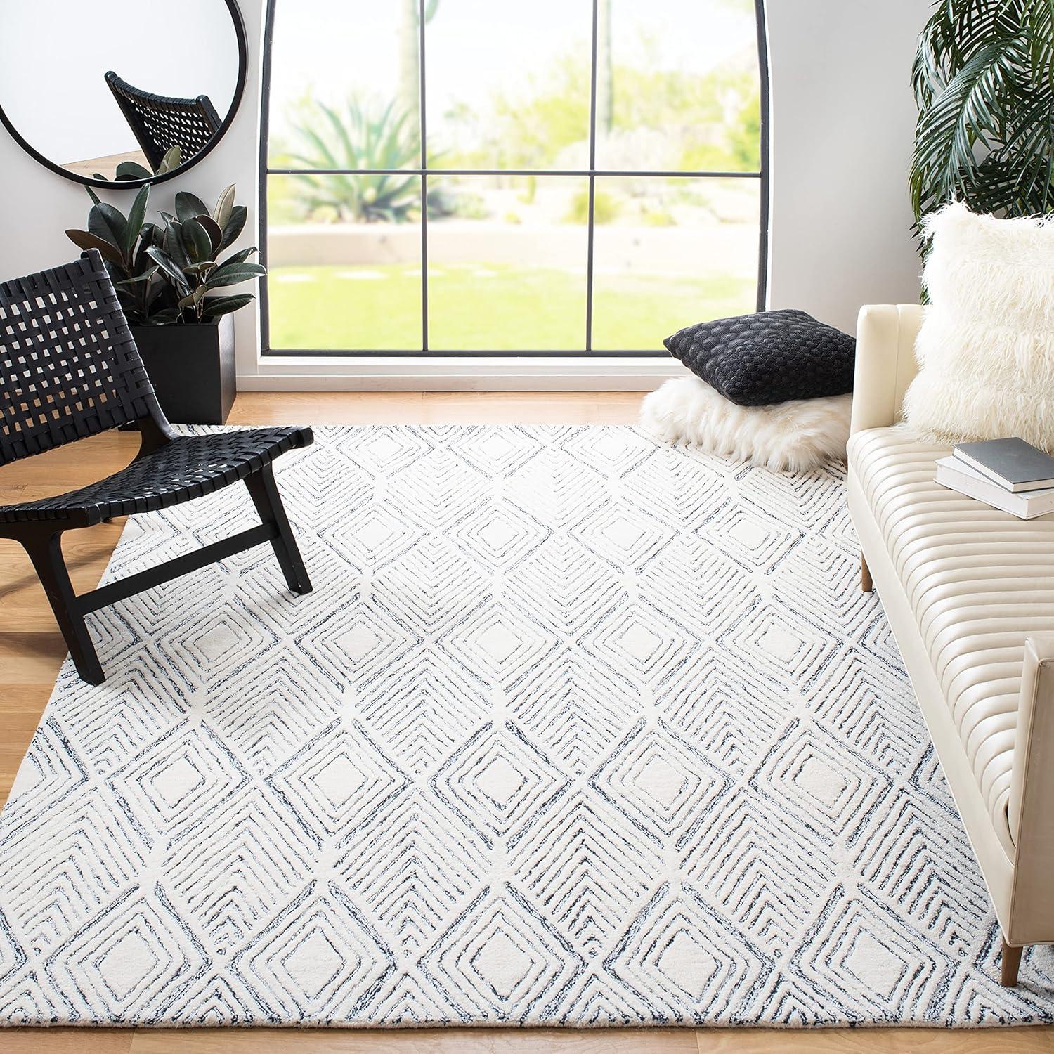 SAFAVIEH Abstract Jeneka Geometric Area Rug, Ivory/Charcoal, 3' x 5'