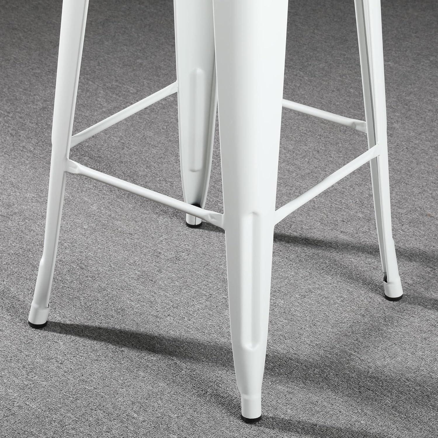 Set of 4 White Galvanized Steel Industrial Bar Stools