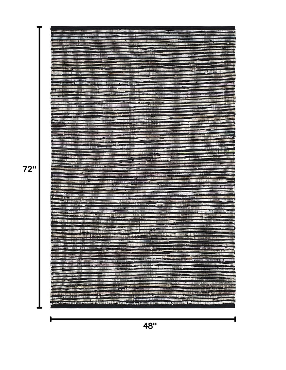 Rag Rug RAR130 Hand Woven Indoor Area Rug - Black/Multi - 4'x6' - Safavieh.