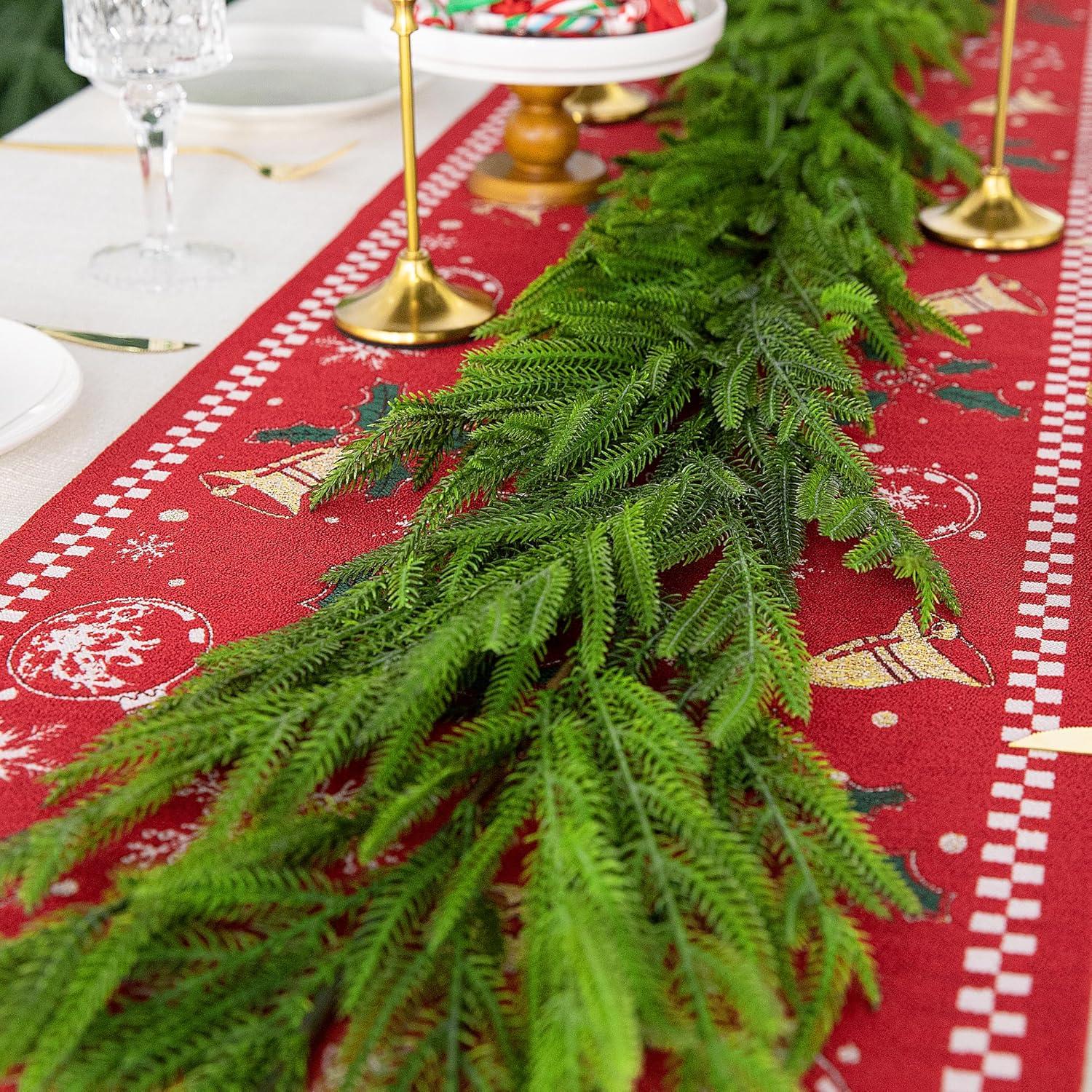 Seasonal Offers 2 Pcs Artificial Norfolk Pine Garlands, Real Touch Winter Pine Garland, Green Artificial Greenery Garland for Table, Mantle, Wall, Indoor, Outdoor Christmas Decorations (2, 6 FT)