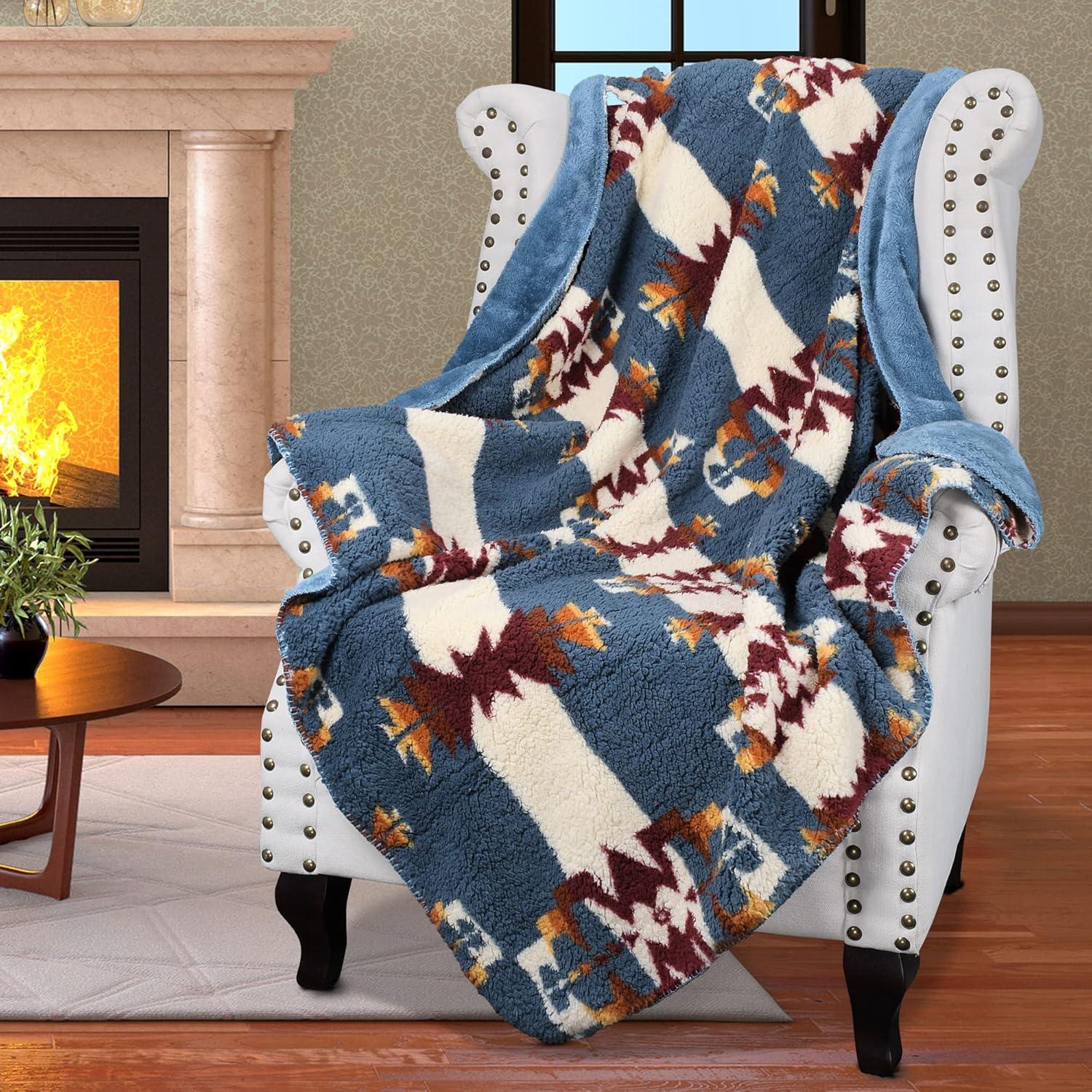 Catalonia Southwest Throw Blanket, Aztec Blanket for Couch or Room Decor, Reversible Comfy Fluffy Blanket, Gift Blanket, 50 x 60 inches