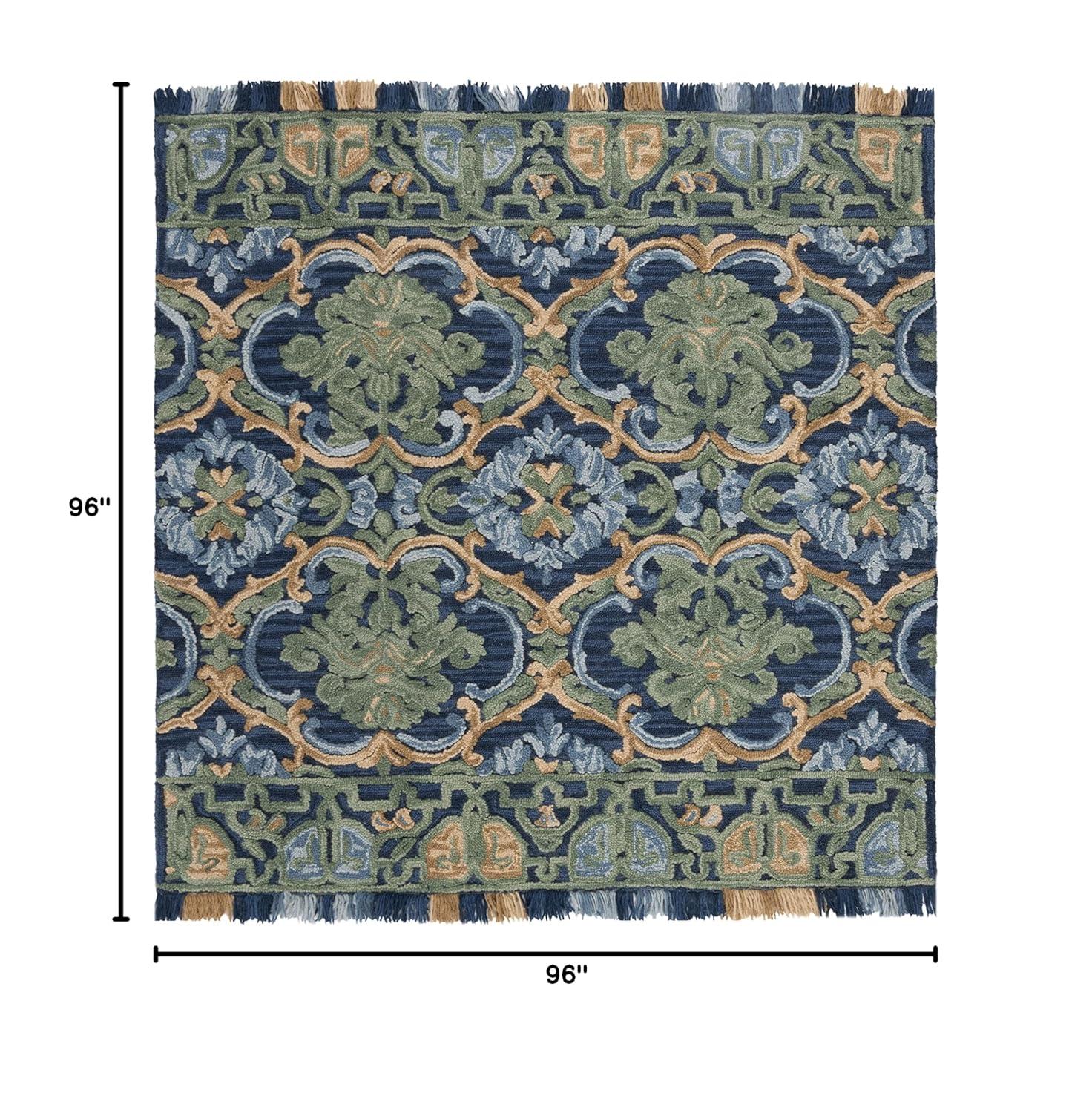 SAFAVIEH Blossom Abram Geometric Area Rug, Navy/Green, 8' x 8' Square