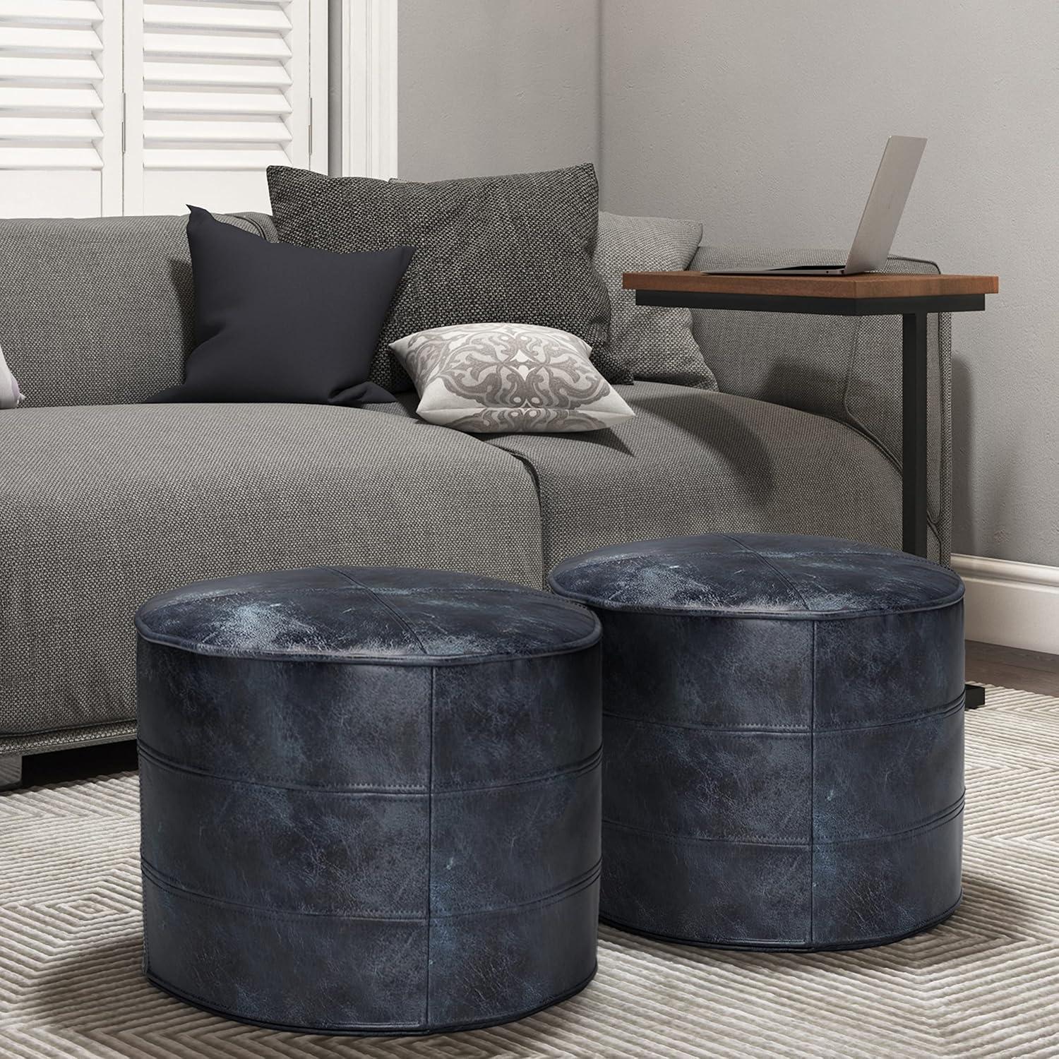 Simpli Home Connor 18"W Round Pouf