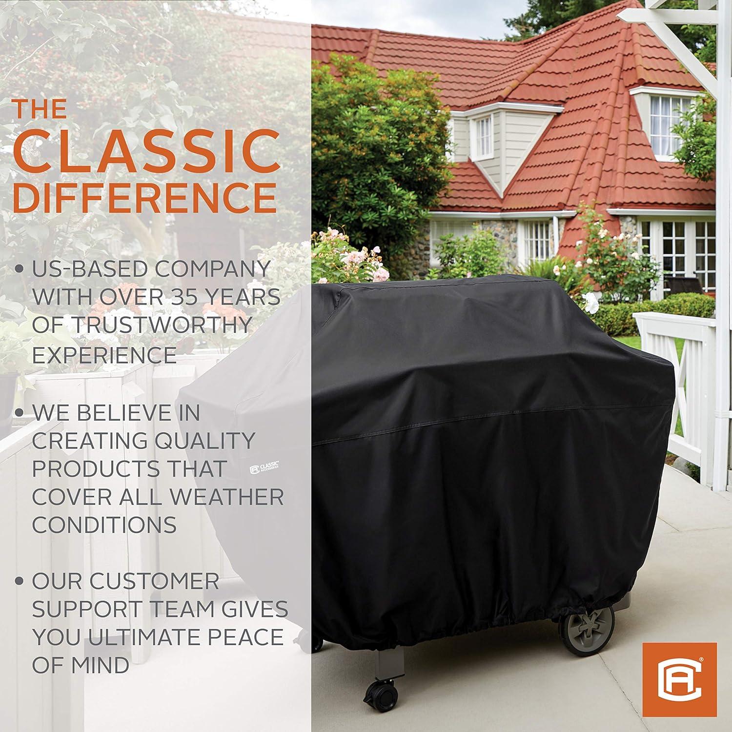 Classic Accessories Water-Resistant 64 Inch BBQ Grill Cover with Grill Tool Set