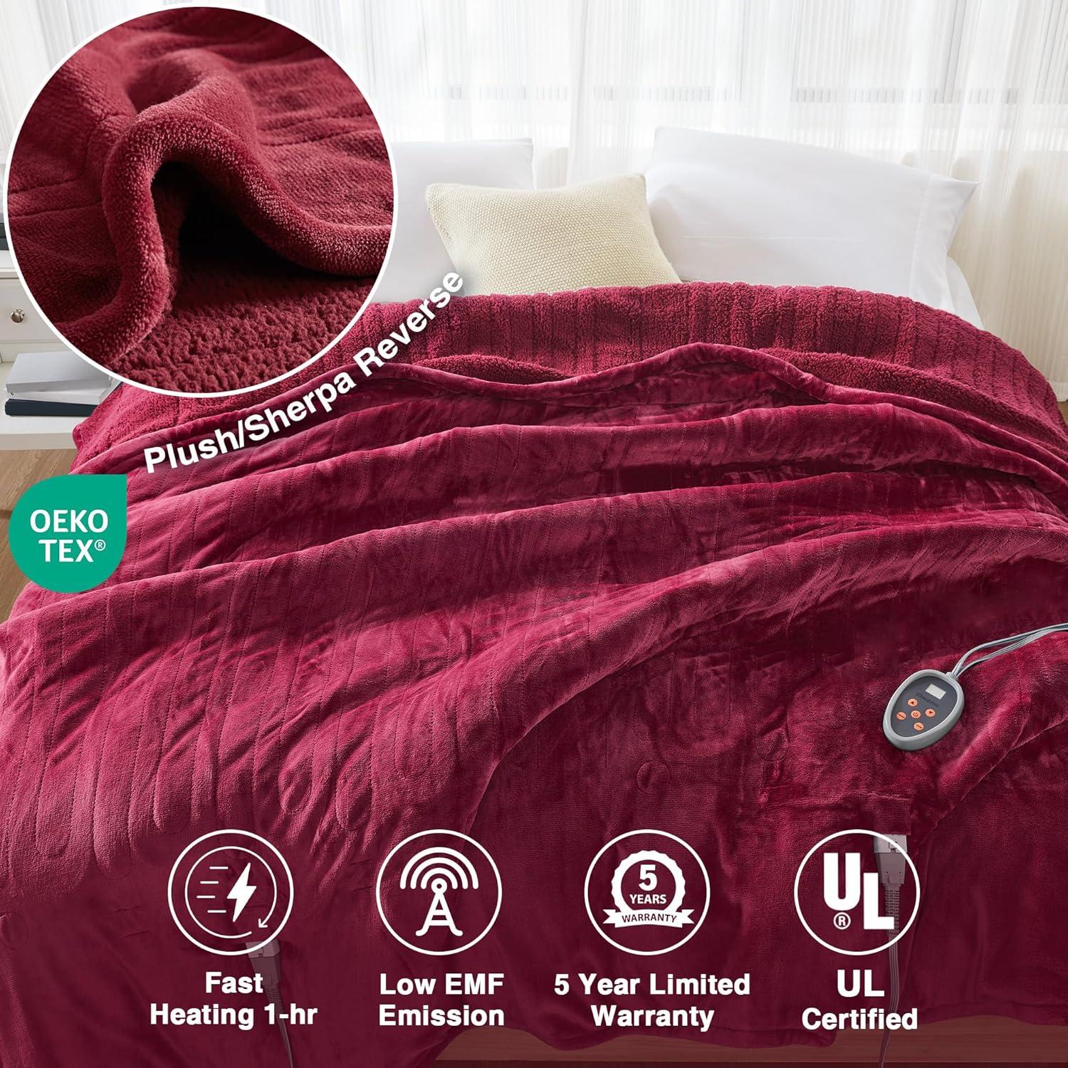 Beautyrest Beautyrest Heated Oversized Microlight to Berber Blanket