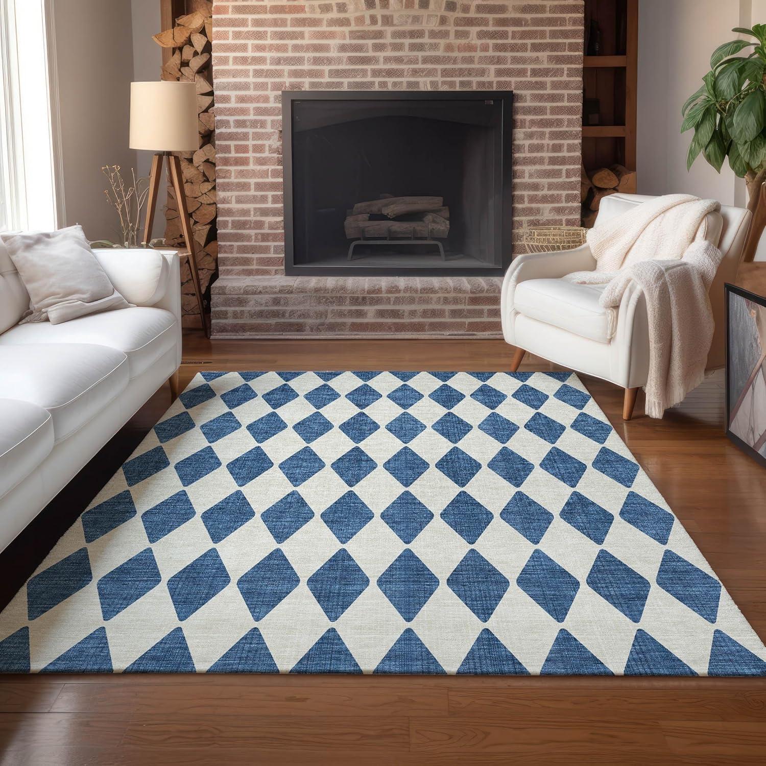 Addison Rugs Chantille ACN578 Navy 3' x 5' Indoor Outdoor Area Rug, Easy Clean, Machine Washable, Non Shedding, Bedroom, Living Room, Dining Room, Kitchen, Patio Rug