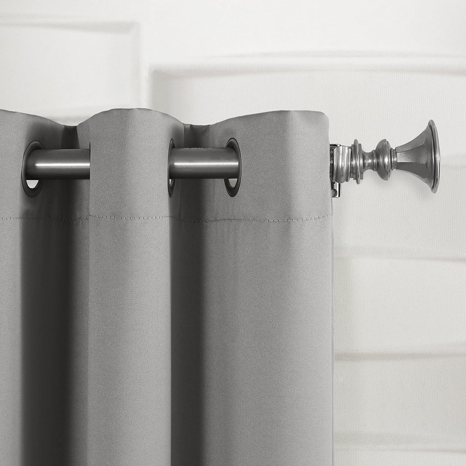 54"x63" Sun Zero Room Darkening Seymour Grommet Curtain Panel Gray: Modern Energy Efficient Living Room Decor