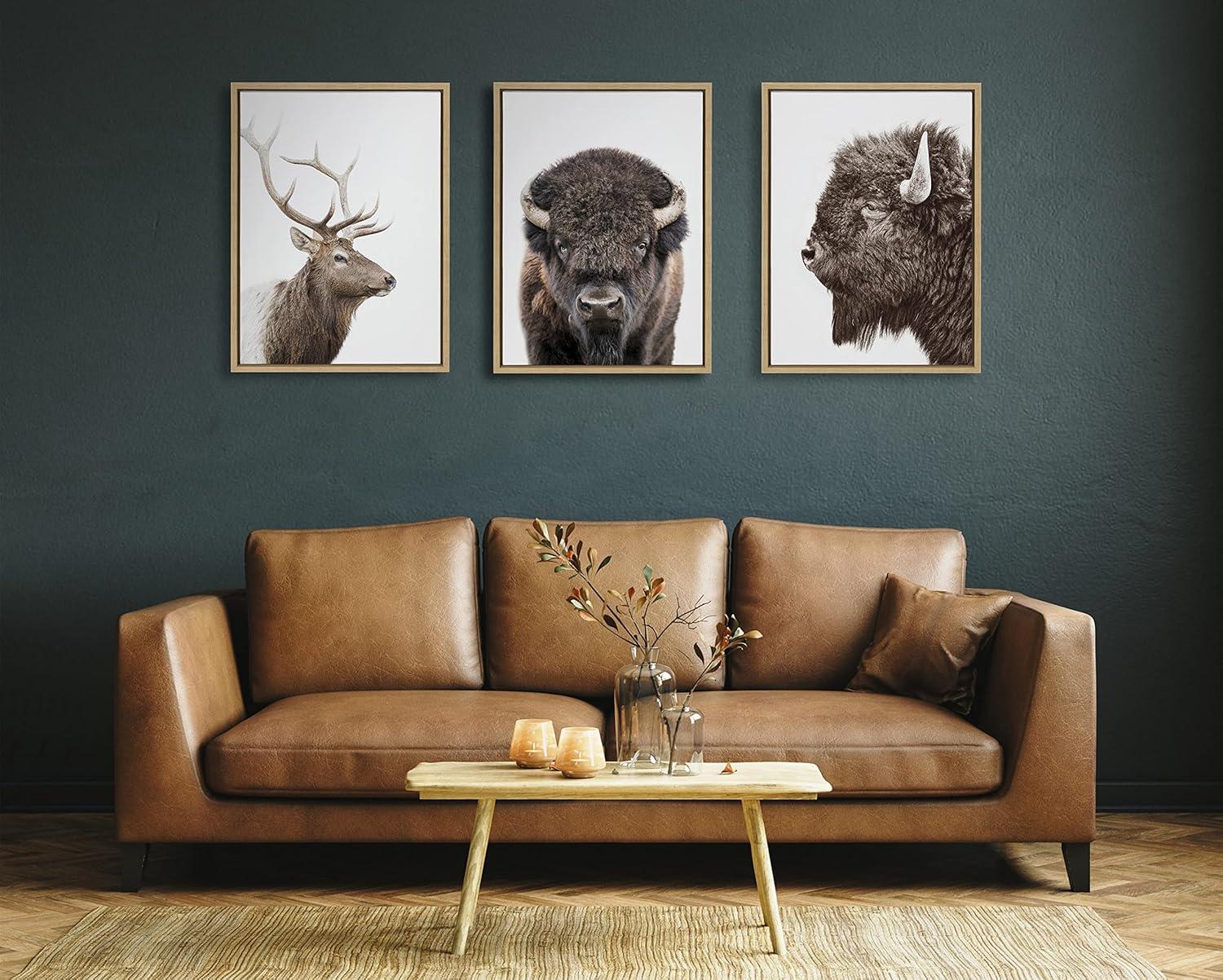 Natural Stag Profile Framed Canvas Wall Art, 18x24