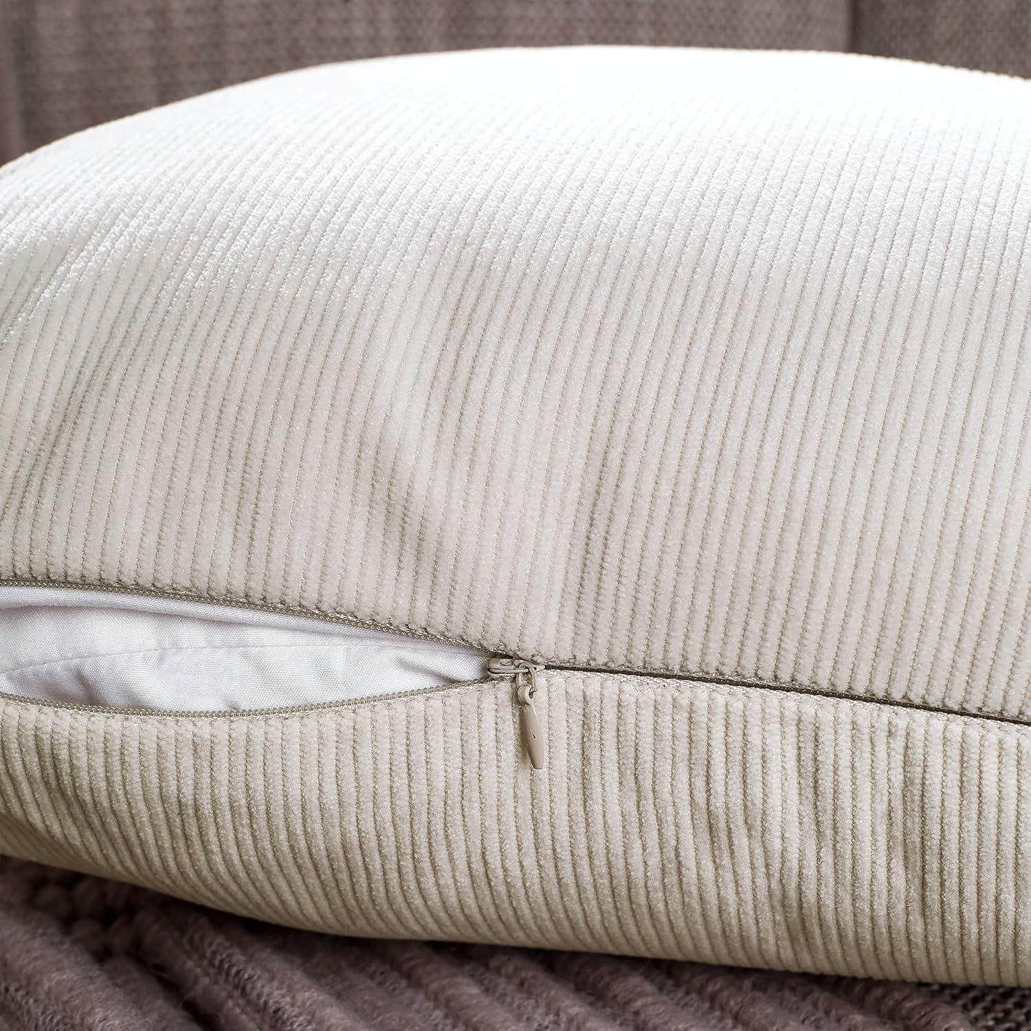 LALA & WONZ Corduroy Striped Throw Pillow Covers (Set of 2)