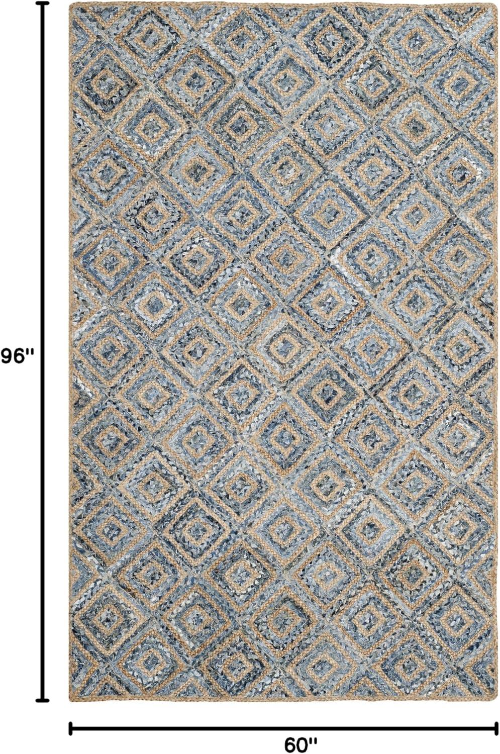 SAFAVIEH Cape Cod Alayna Braided Geometric Jute Area Rug, 5' x 8', Natural/Blue