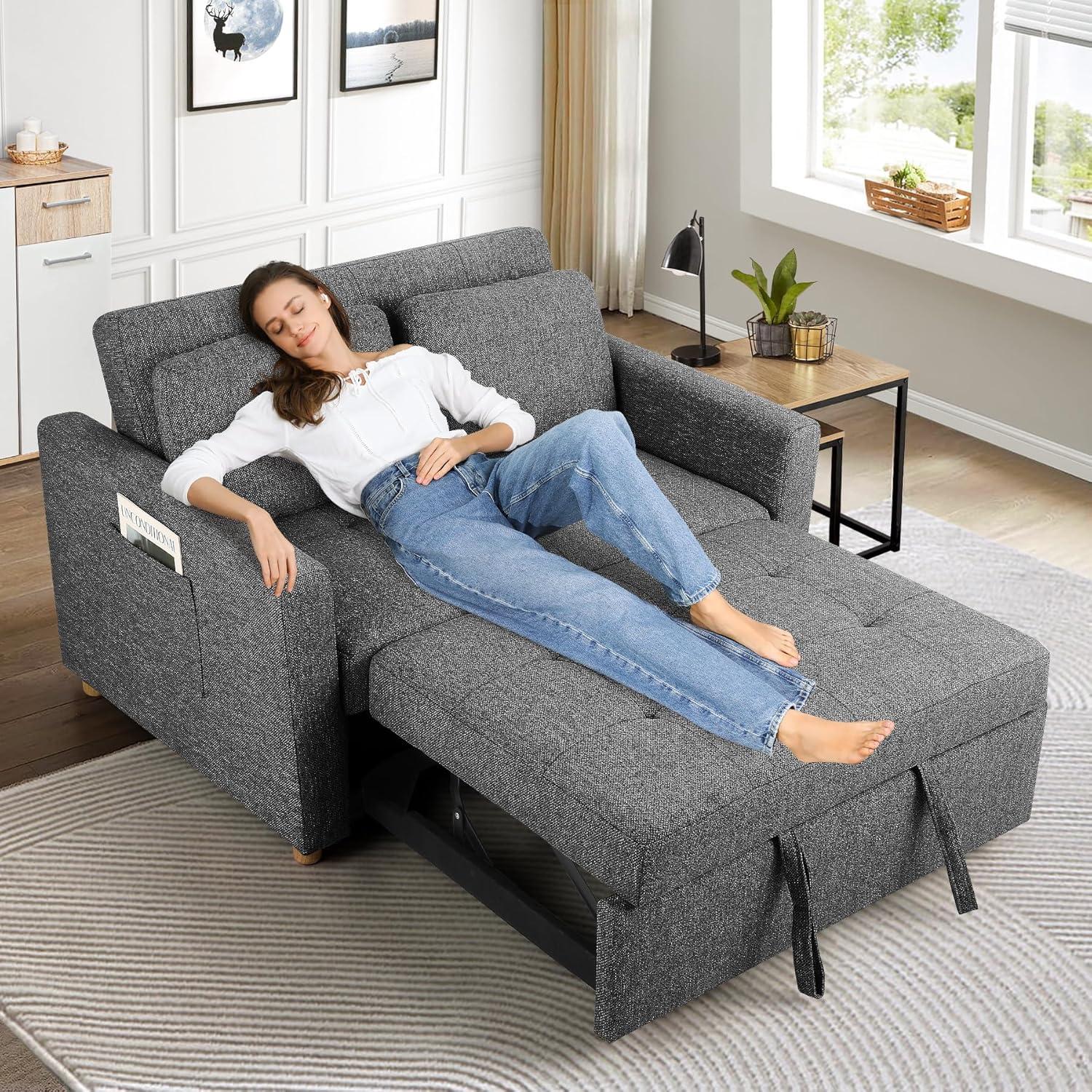 Ebern Designs Meit 49"W Convertible Sleeper Sofa 3-In-1 Reclining Sofa Bed Pull Out Couch Bed