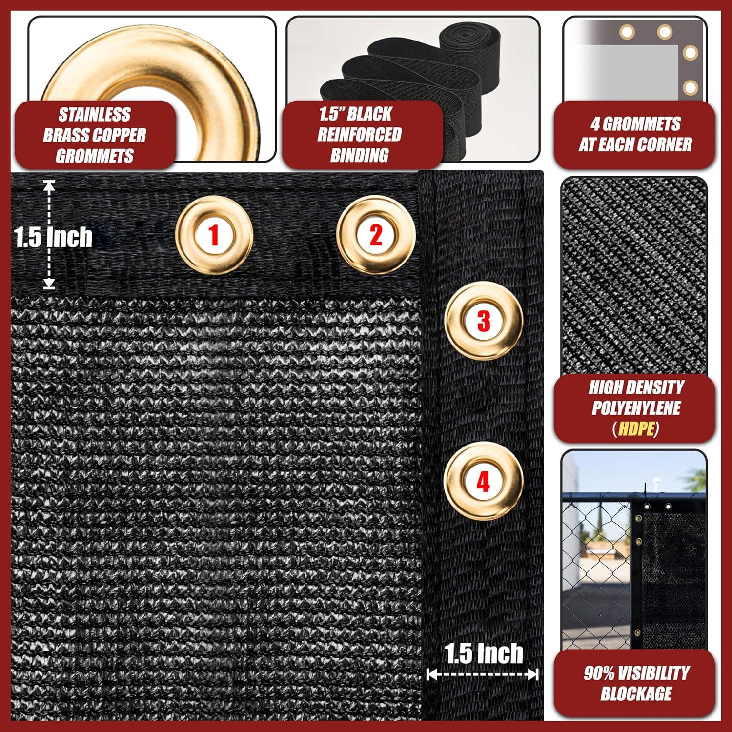 Amgo Fence Privacy Screen Heavy Duty Windscreen with Bindings & Grommets