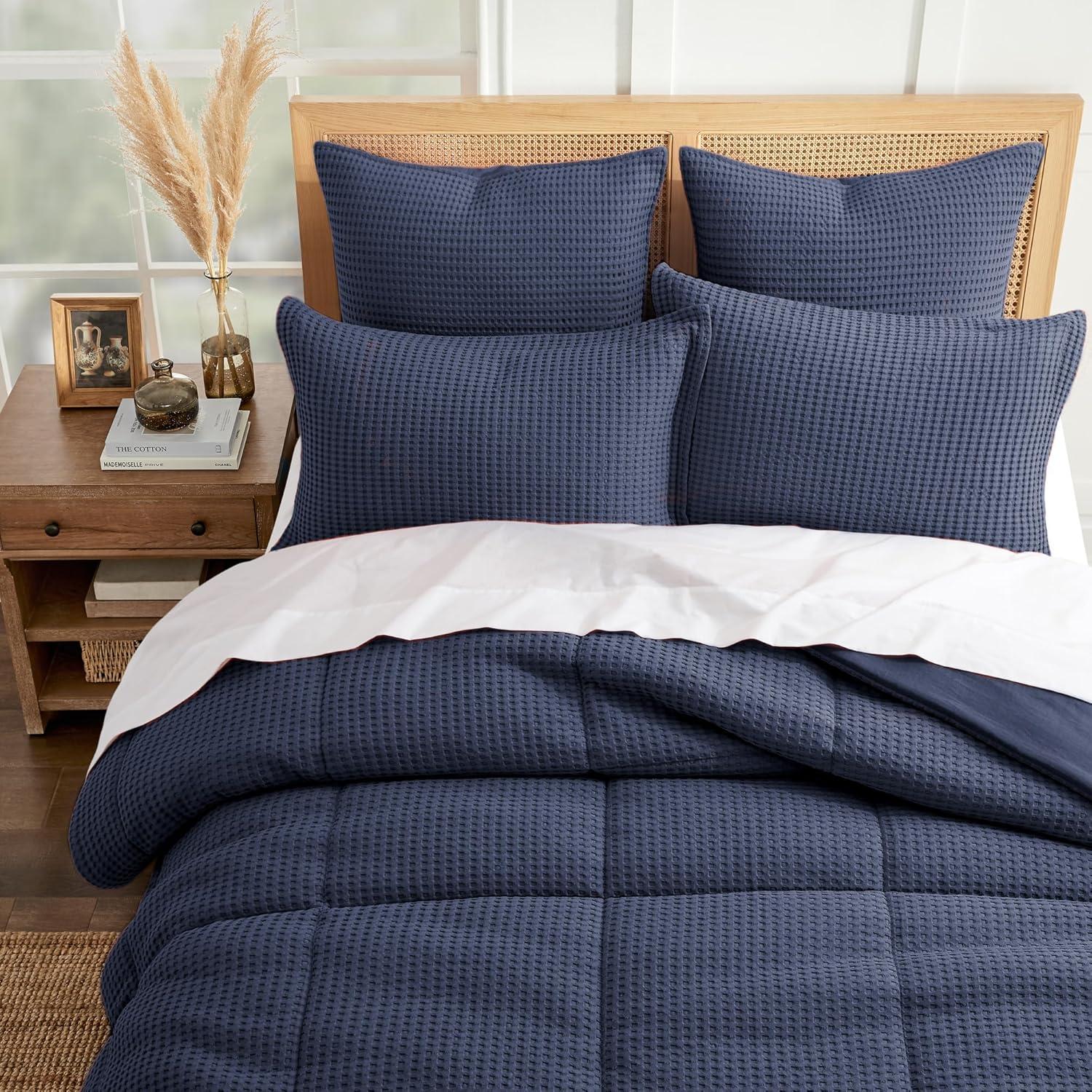 Mills Waffle Navy Twin Comforter Set - Levtex Home