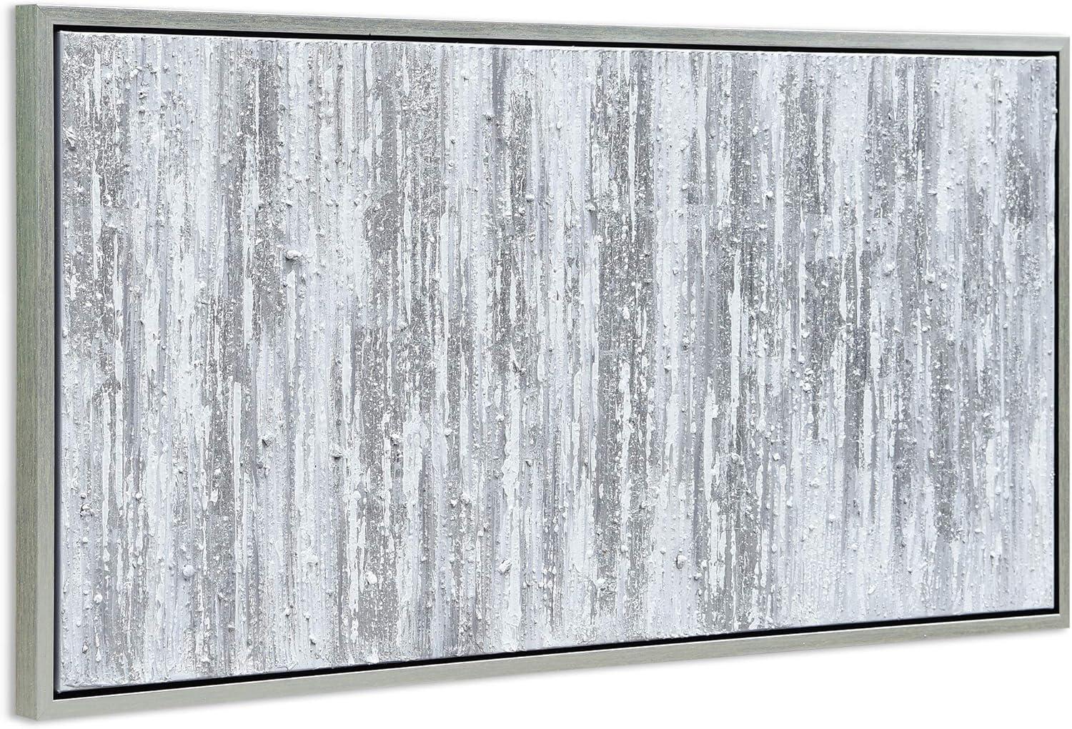 Silver Frequency Textured Hand Painted Canvas Wall Art with Silver Foil by Martin Edwards 24" x 48"