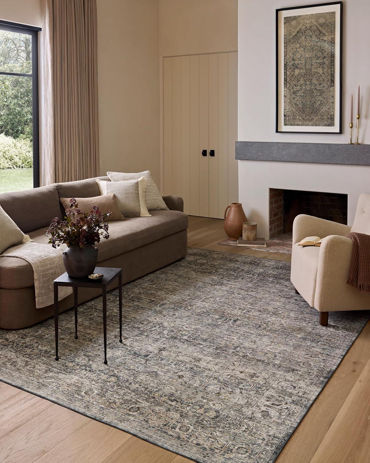 Amber Lewis x Loloi Amber Lewis x Loloi Machine Washable Josie Dove / Gold Area Rug