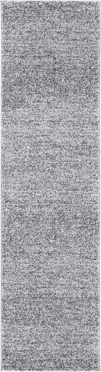 Gray Abstract Square Stain-Resistant Area Rug