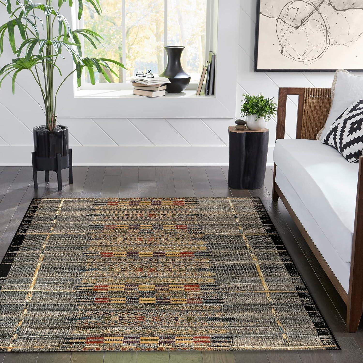 Liora Manne Marina Stripe Indoor/Outdoor Rug Black 2'7" x 4'3"