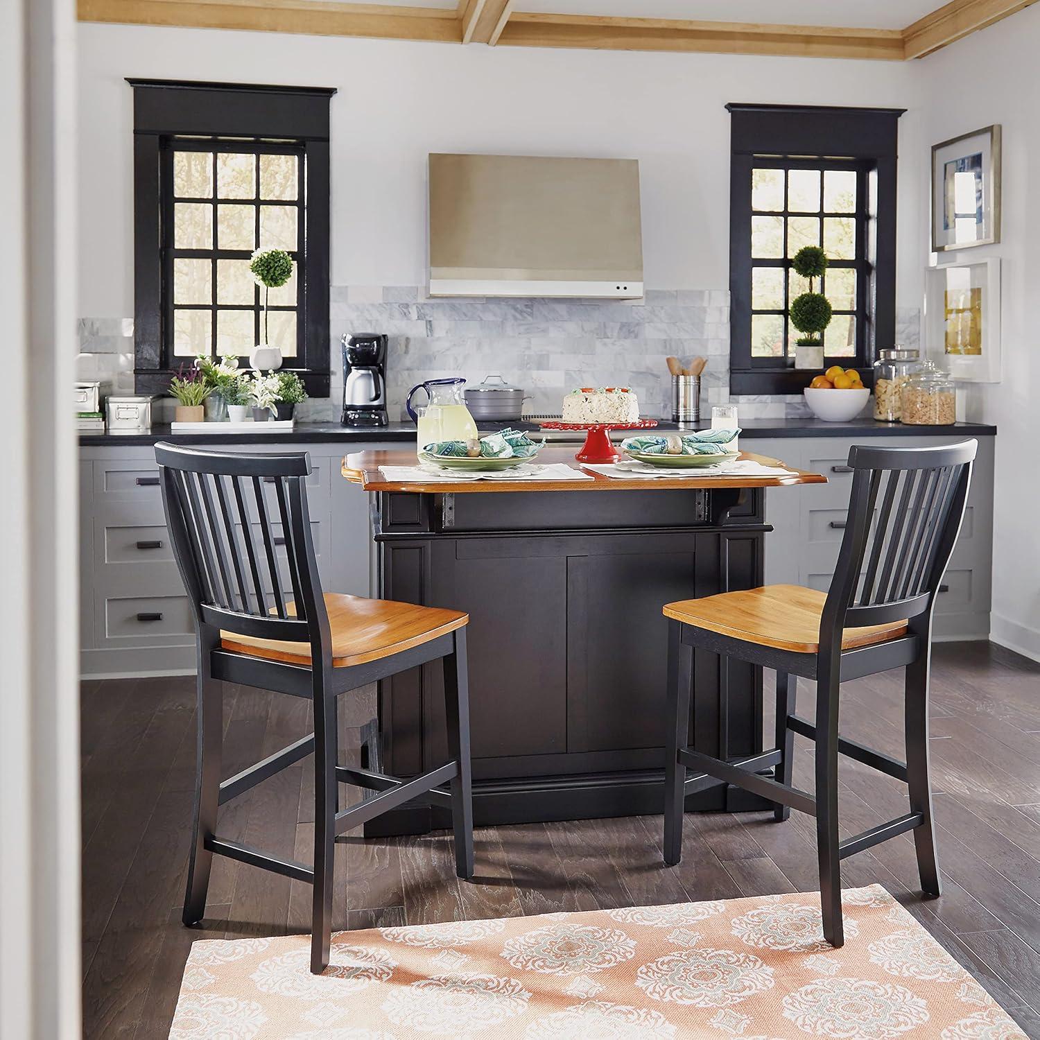 Homestyles Americana Wood Kitchen Island Set in Black