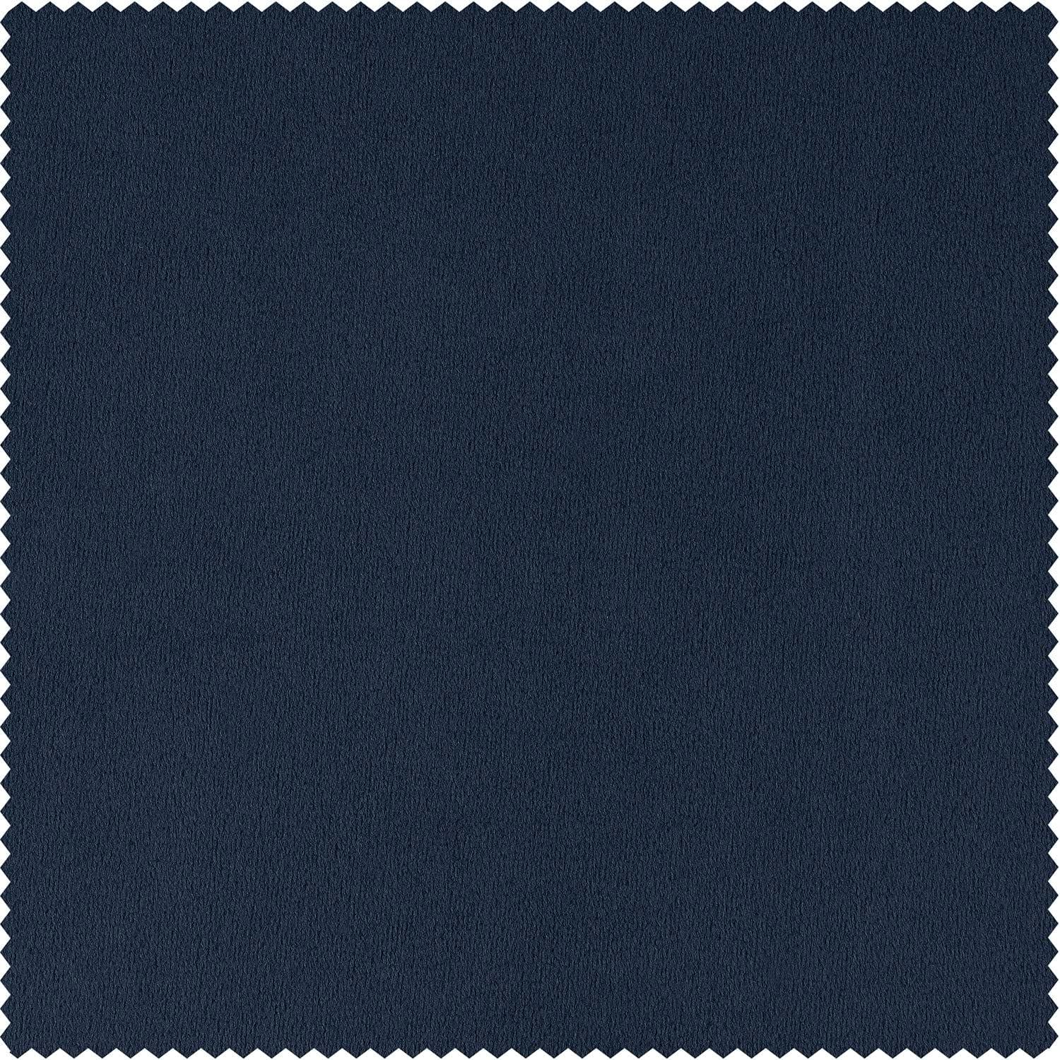 Half Price Drapes Signature Midnight Blue Velvet Blackout Curtains For Bedrooms (1 Panel), 50WX 84L