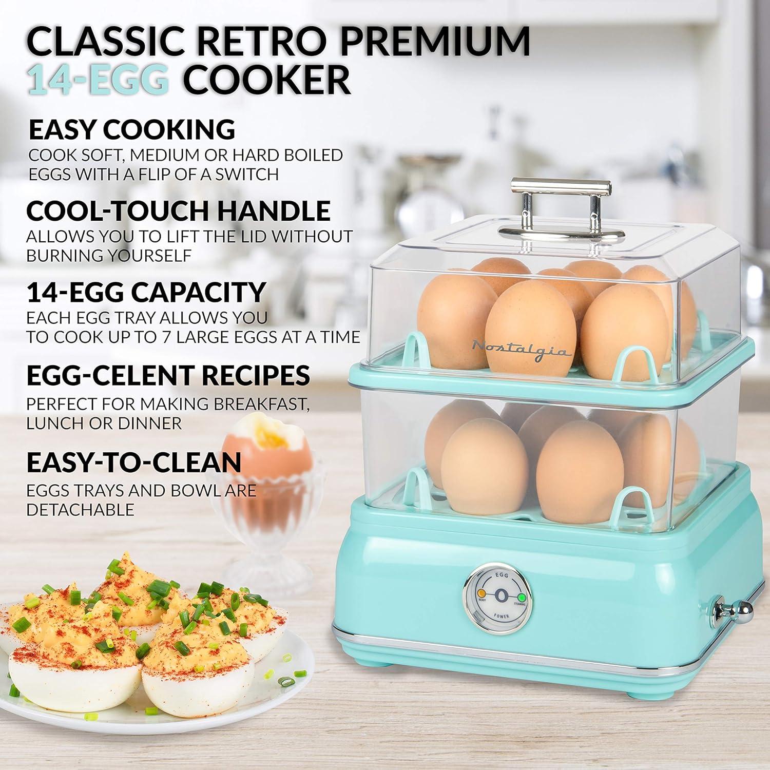 Nostalgia CLEC14AQ Classic Retro 14-Capacity Egg Cooker, Aqua