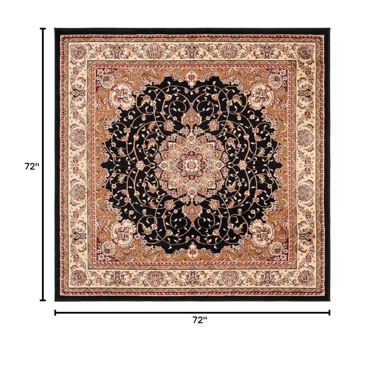 Lyndhurst LNH329 Power Loomed Area Rug - Black/Ivory - 6'x6' - Safavieh