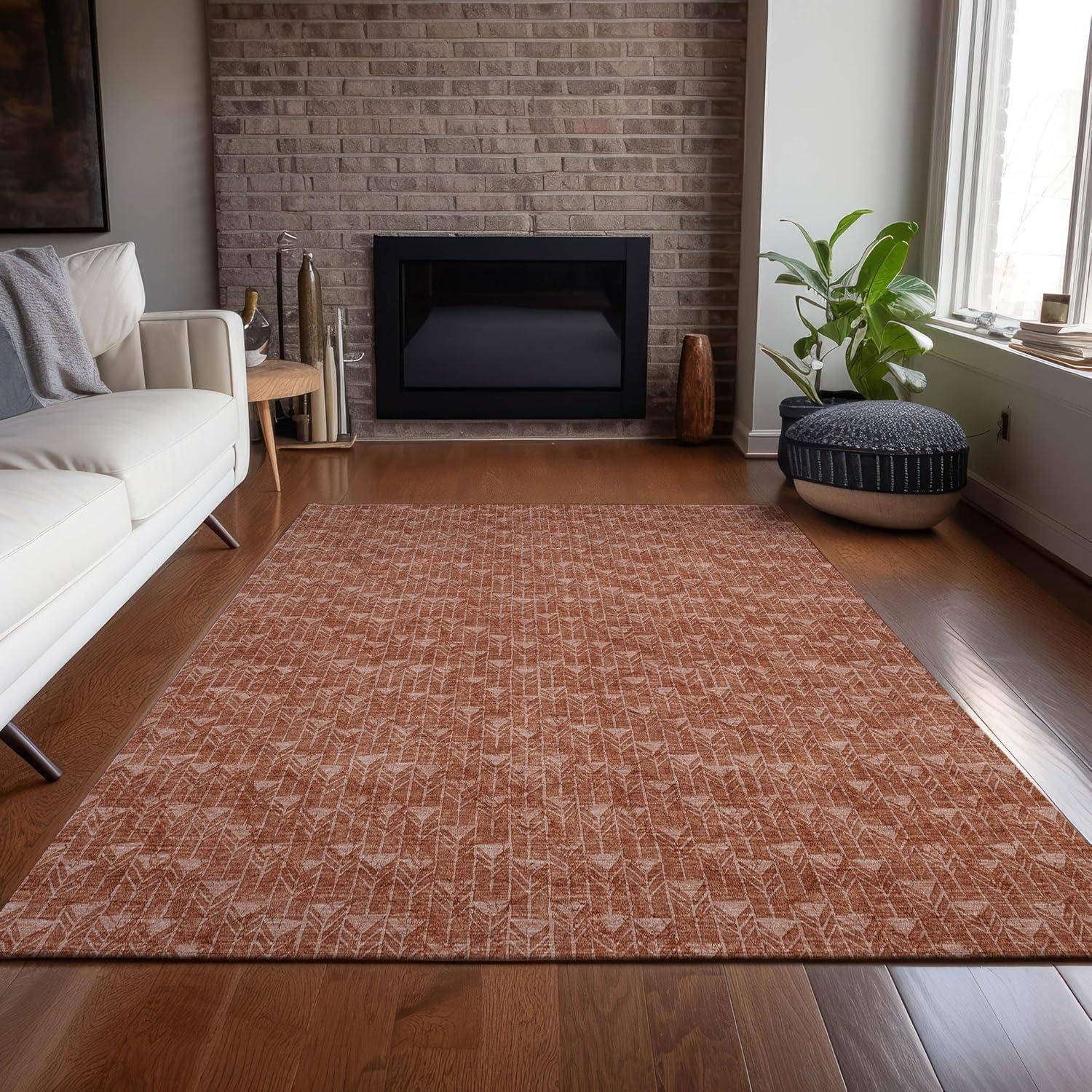 Addison Rugs Chantille ACN514 Terracotta 2'6" x 3'10" Indoor Outdoor Area Rug, Easy Clean, Machine Washable, Non Shedding, Bedroom, Living Room, Dining Room, Kitchen, Patio Rug