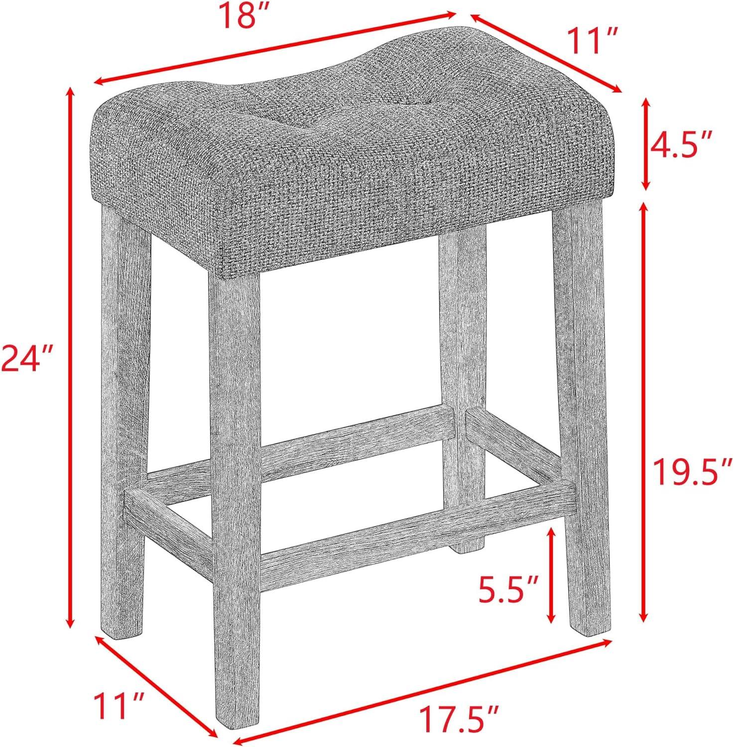 Gray Industrial 4-Piece Counter Height Bar Table Set with Padded Stools