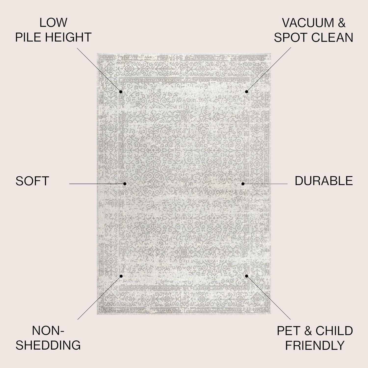 3'x5' Ferro Filigree Charcoal Black and White Area Rug, Gray/Dark Gray - JONATHAN Y