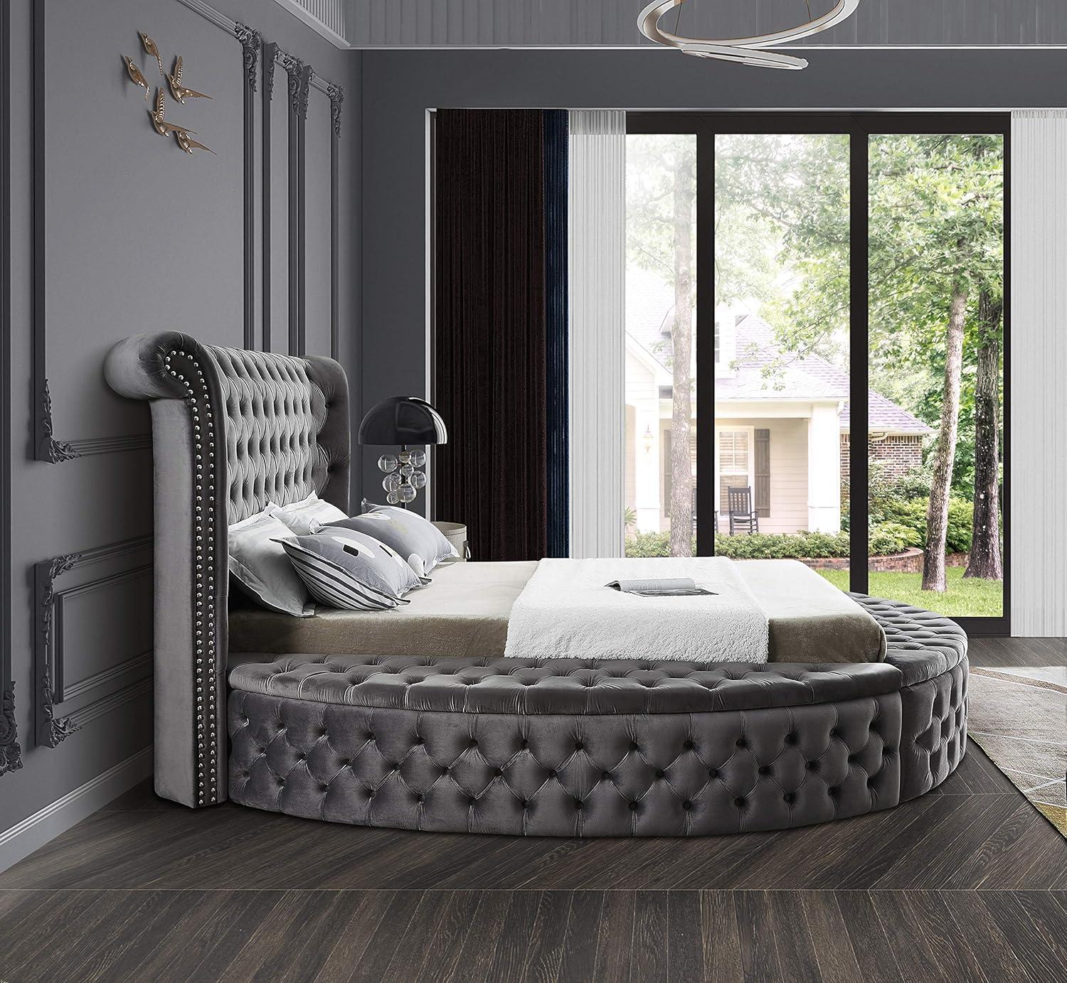 Meridian Furniture Luxus Gray Velvet King Bed