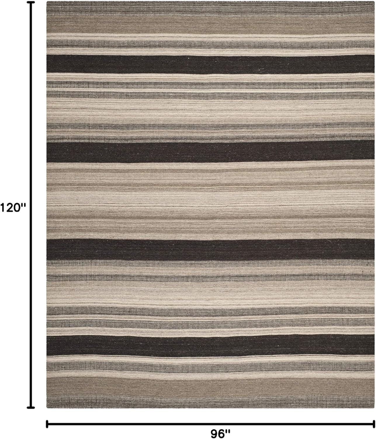 Dhurries DHU628 Hand Woven Area Rug - Natural/Black - 8'x10' - Safavieh.