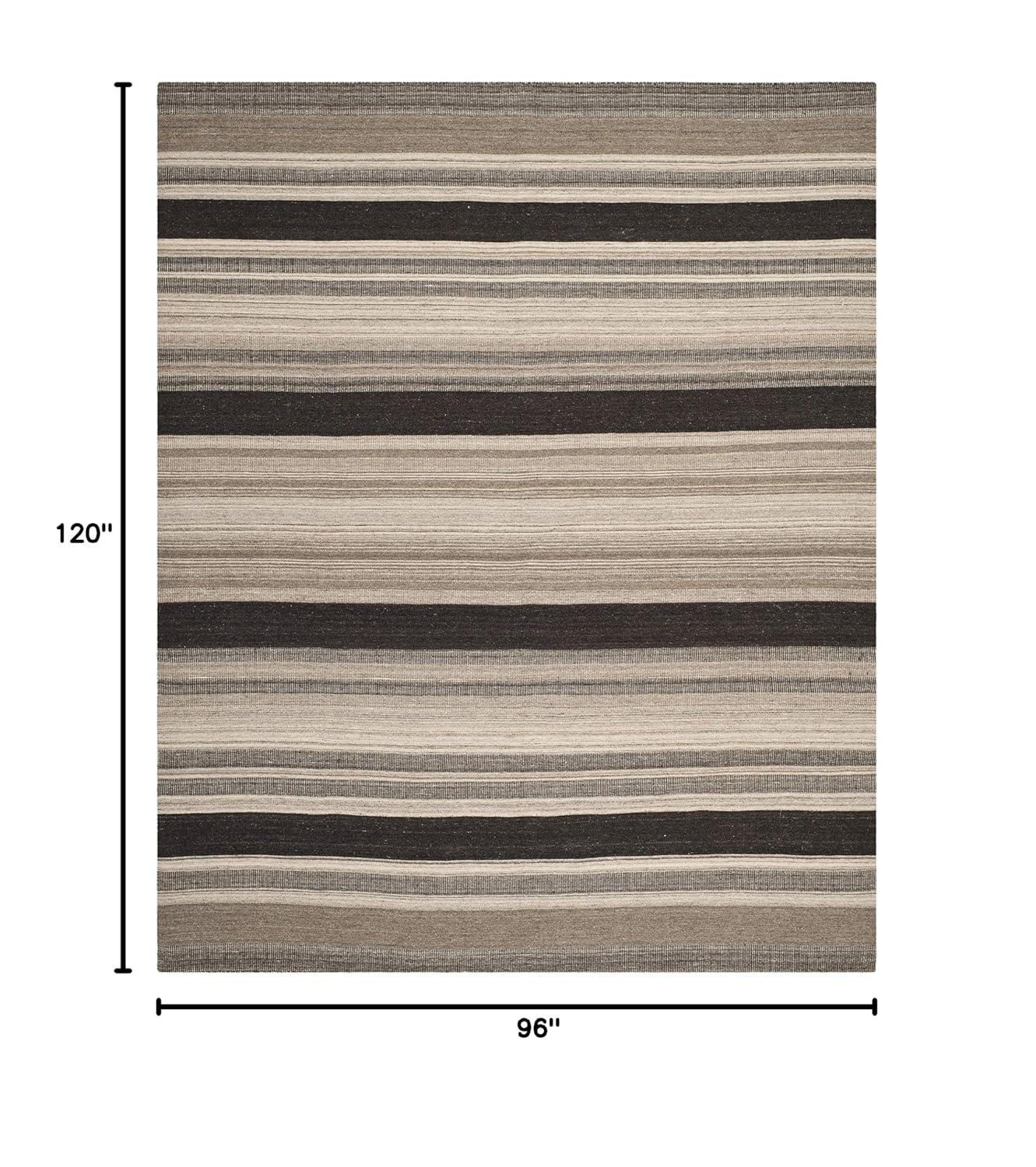Dhurries DHU628 Hand Woven Area Rug - Natural/Black - 8'x10' - Safavieh.