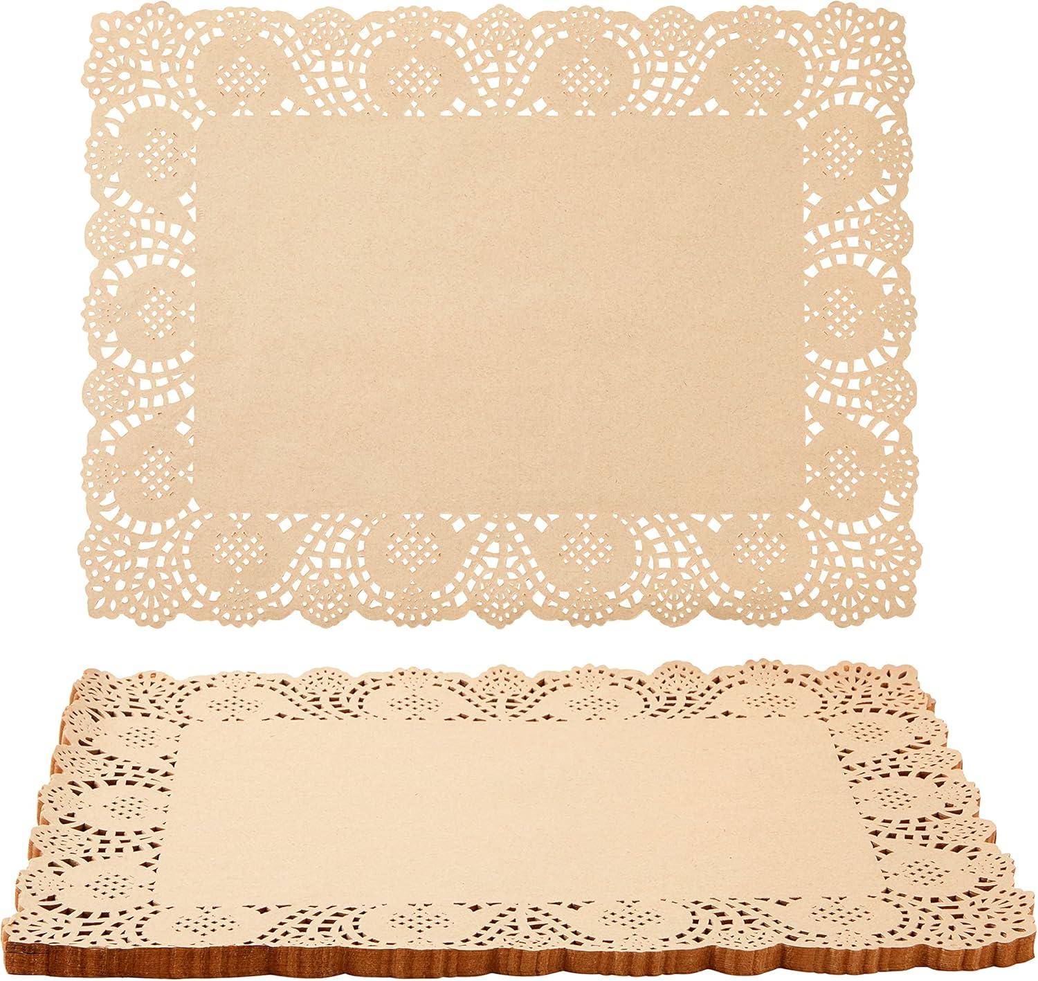 Brown Lace Paper Doilies Rectangular Disposable Placemats 16"