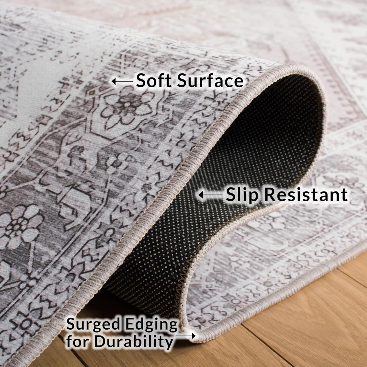 Tucson Vintage Persian TSN102 Power Loomed Machine Washable Skid-Resistant Indoor Area Rug - Beige/Grey - 8'x8' - Safavieh