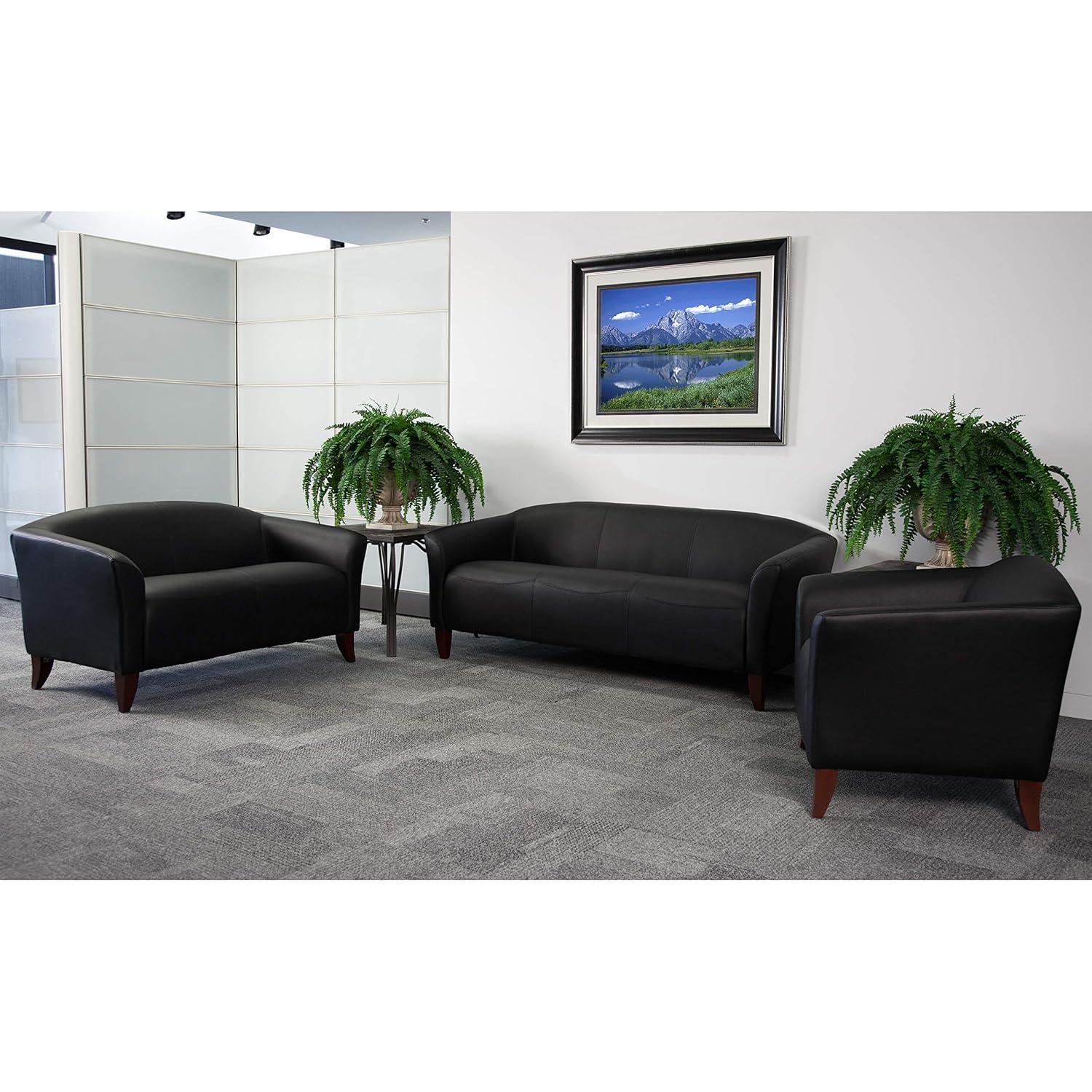Flash Furniture HERCULES Imperial Series LeatherSoft Loveseat with Cherry Wood Feet