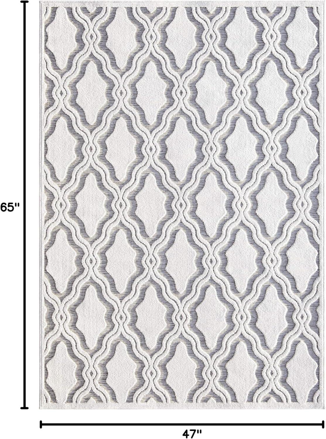 My Texas House Cotton Blossom Natural Gray High Low Indoor Outdoor Rug