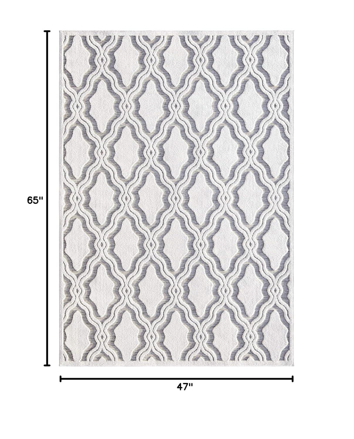 My Texas House Cotton Blossom Natural Gray High Low Indoor Outdoor Rug