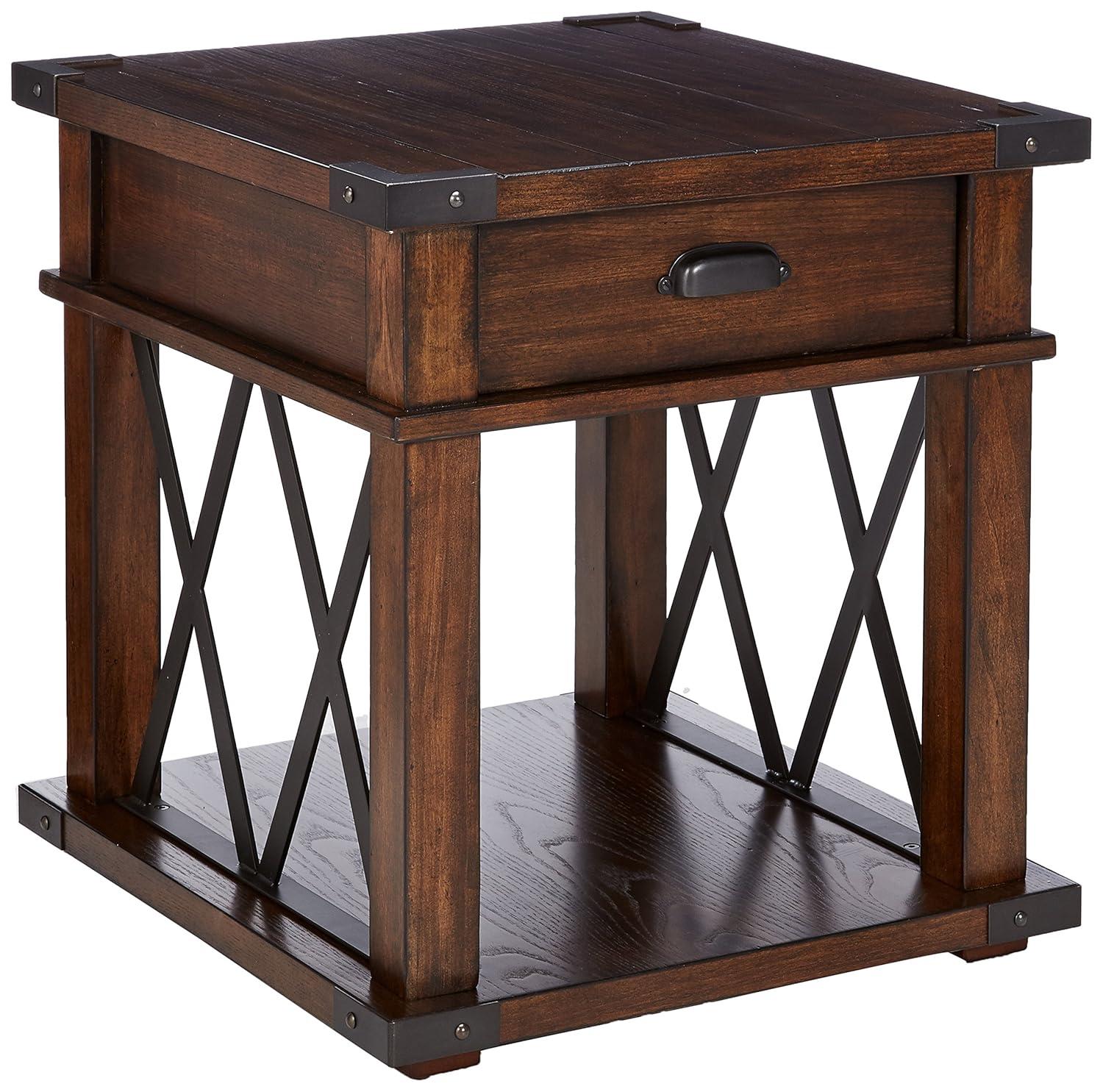 Progressive Furniture Landmark Rectangular Wood End Table in Walnut Brown