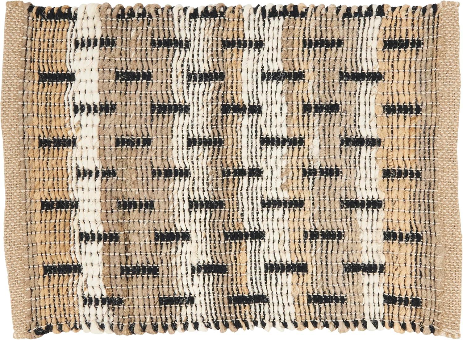 Beige and Tan Jute-Cotton Rectangle Placemats, Set of 4