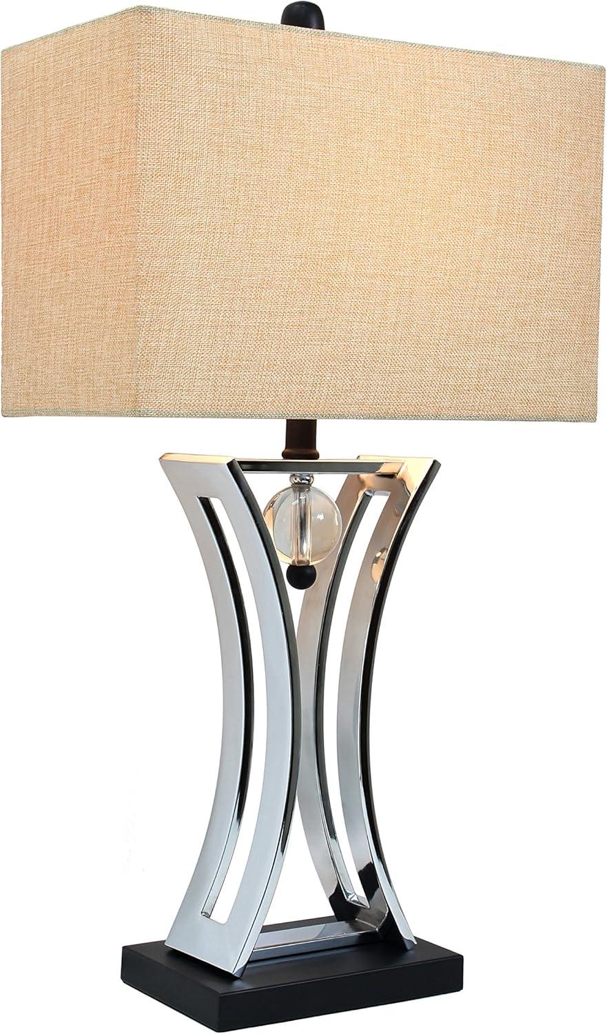 Chrome Executive Business Table Lamp Metallic Silver - Elegant Designs: Hourglass Pendulum, No Assembly Required, UL Listed