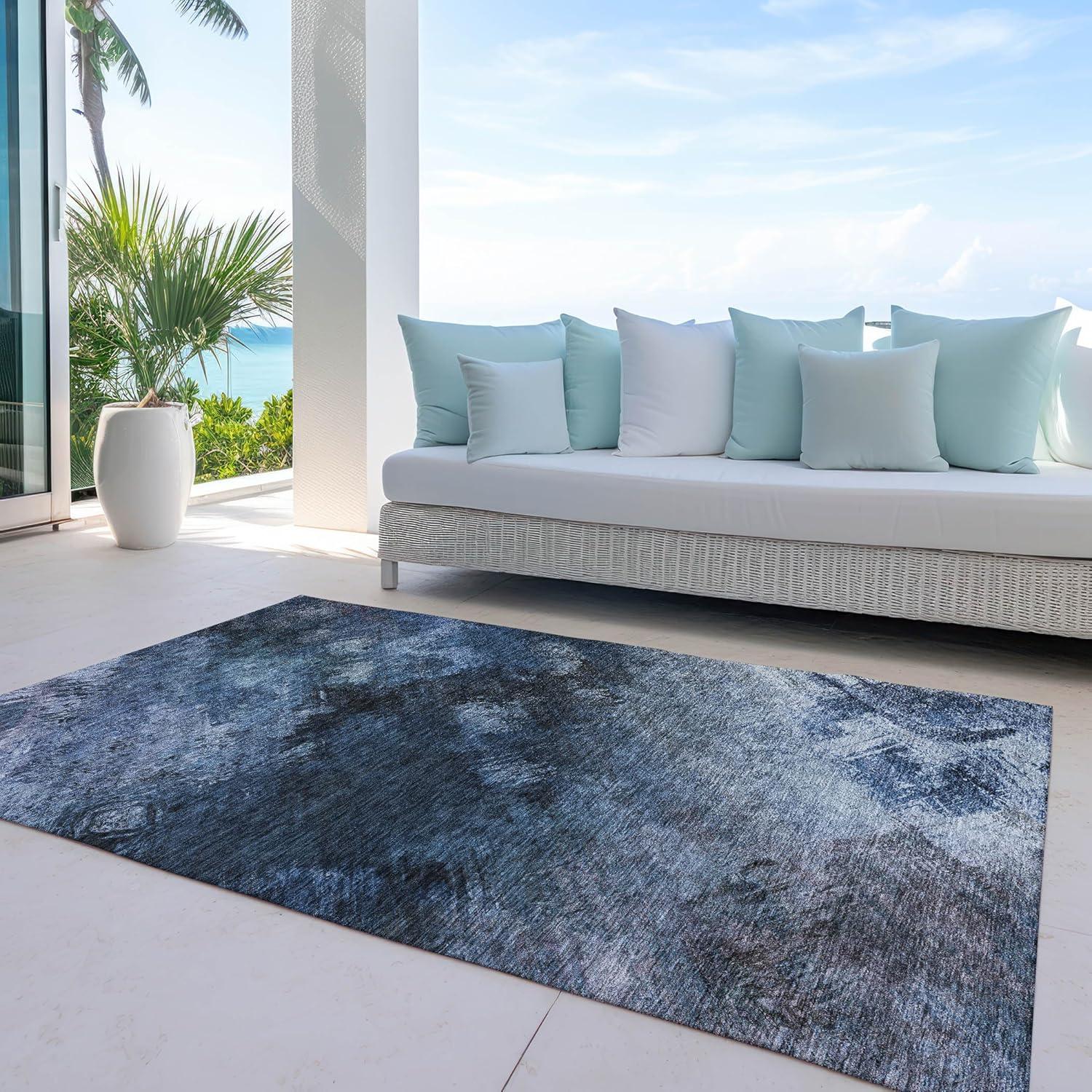 Addison Rugs Chantille Indoor/Outdoor Transitional Modern Blue Washable Rectangle Rug, 8' x 10'