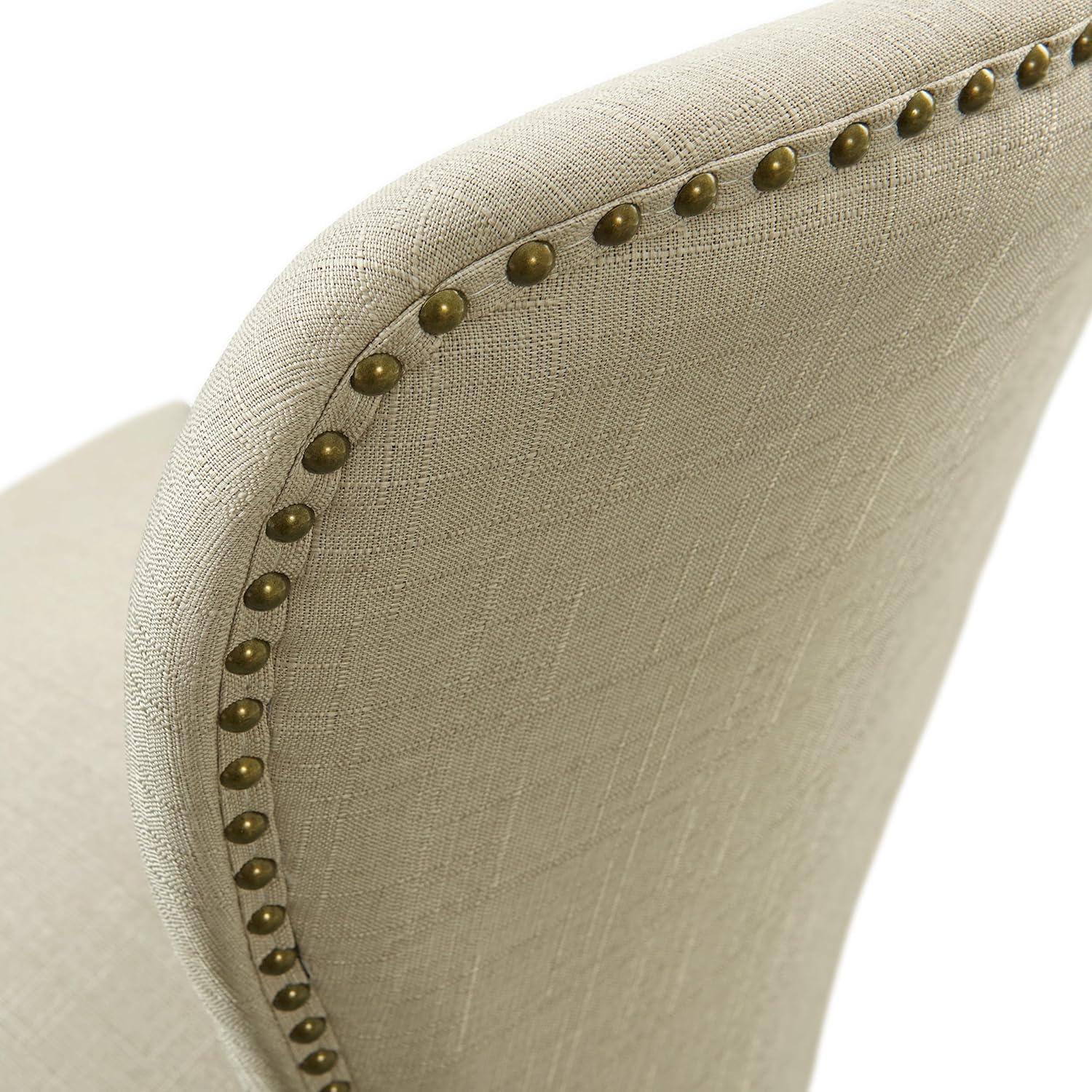 Set of 2 Savoy Upholstered Dining Armless Chairs Cream - Alaterre Furniture: Faux Leather, Nailhead Detail, Rubberwood Frame