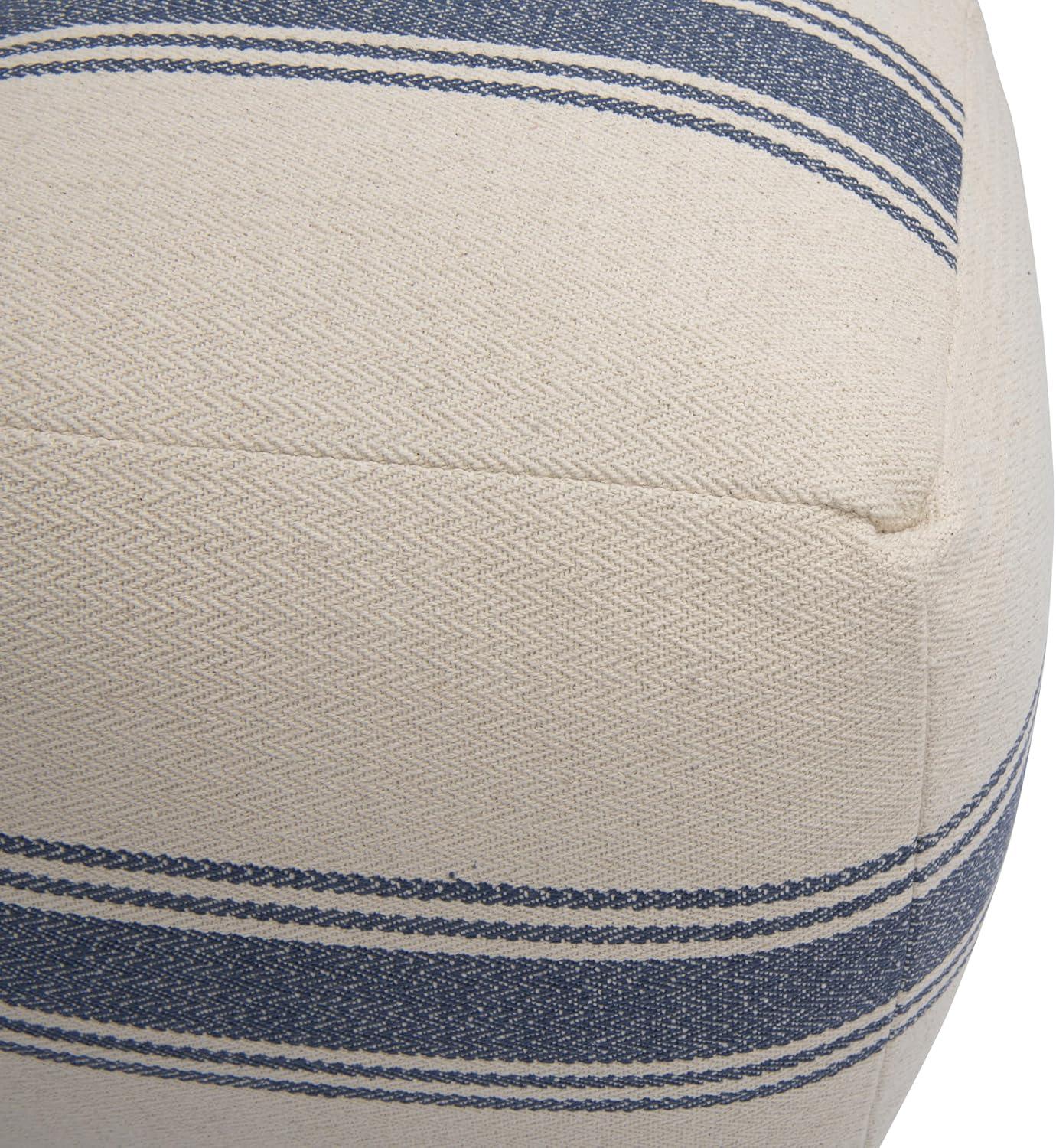 Creative Co-Op Striped Square Canvas Pouf, Blue