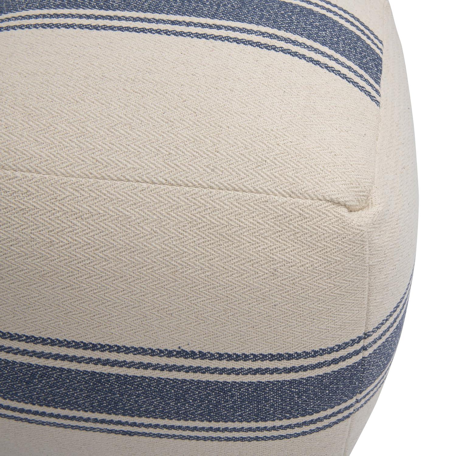 Storied Home Striped Square Canvas Pouf Blue: Cotton Upholstery, Adult Use, No Assembly Required