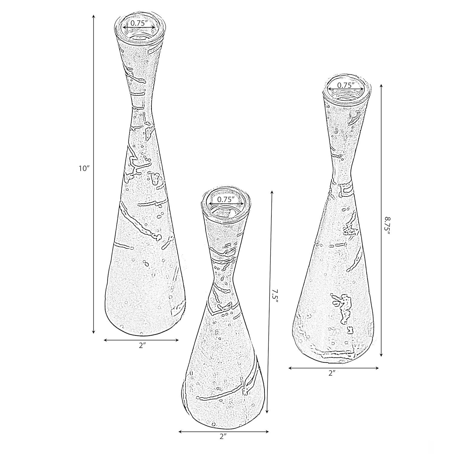 Ivy Bronx Marble Resin Candle Holders - 3 Set Taper Candlesticks for Home Decor, Table Centerpieces, White