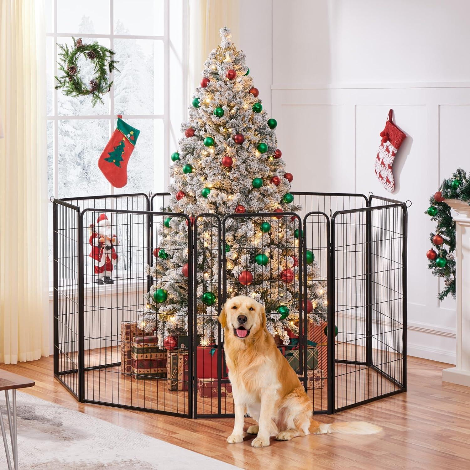 Portable Outdoor Dog Playpen - 40" Height, Heavy Duty, 8 Panels