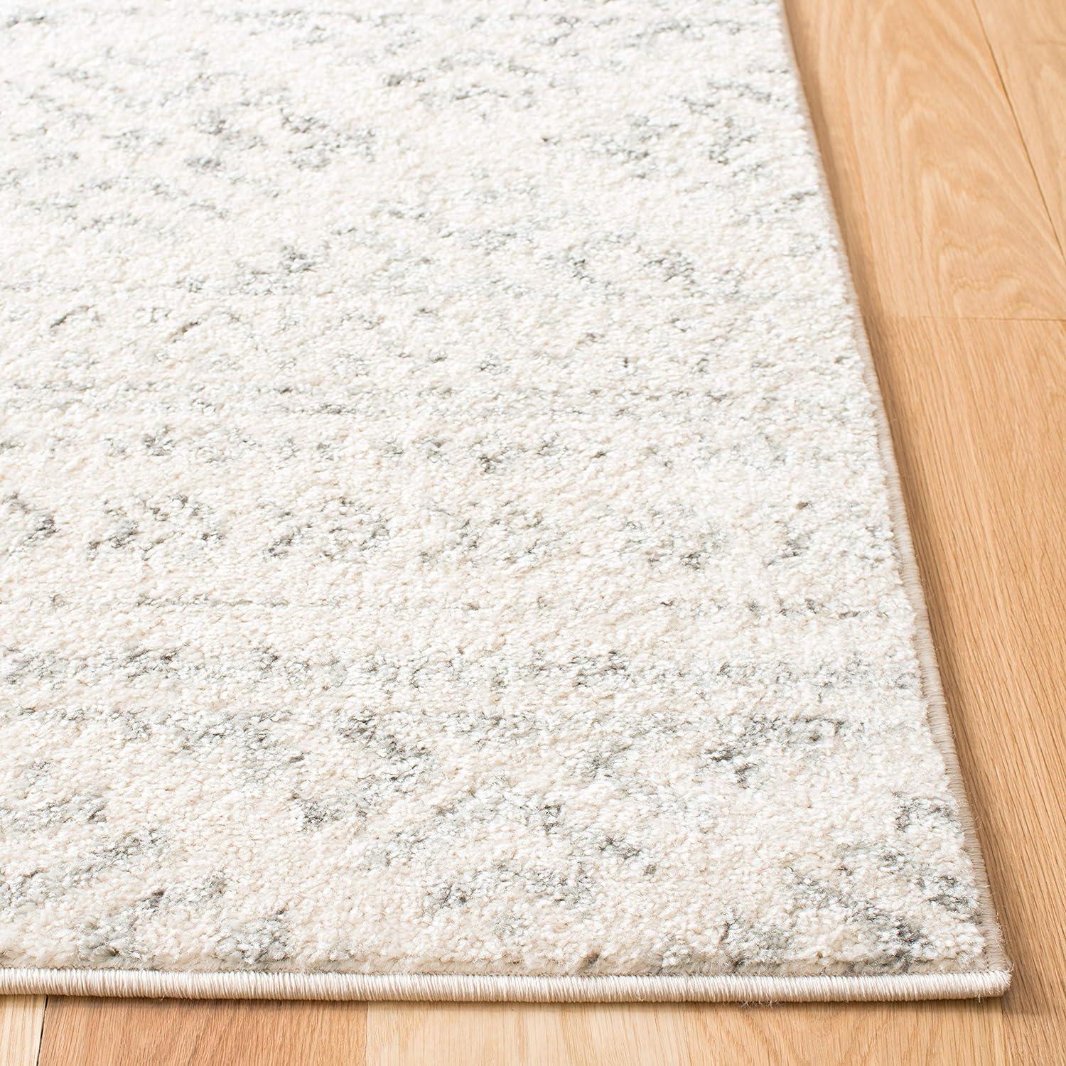 Gray and Ivory Hand-Knotted Synthetic Area Rug