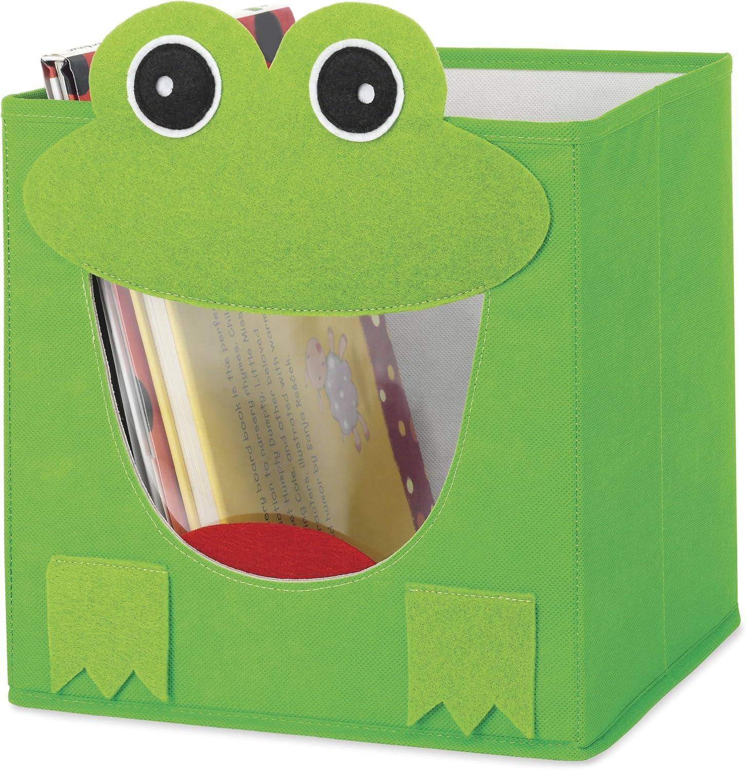 Green Frog Fabric Collapsible Kids Storage Cube