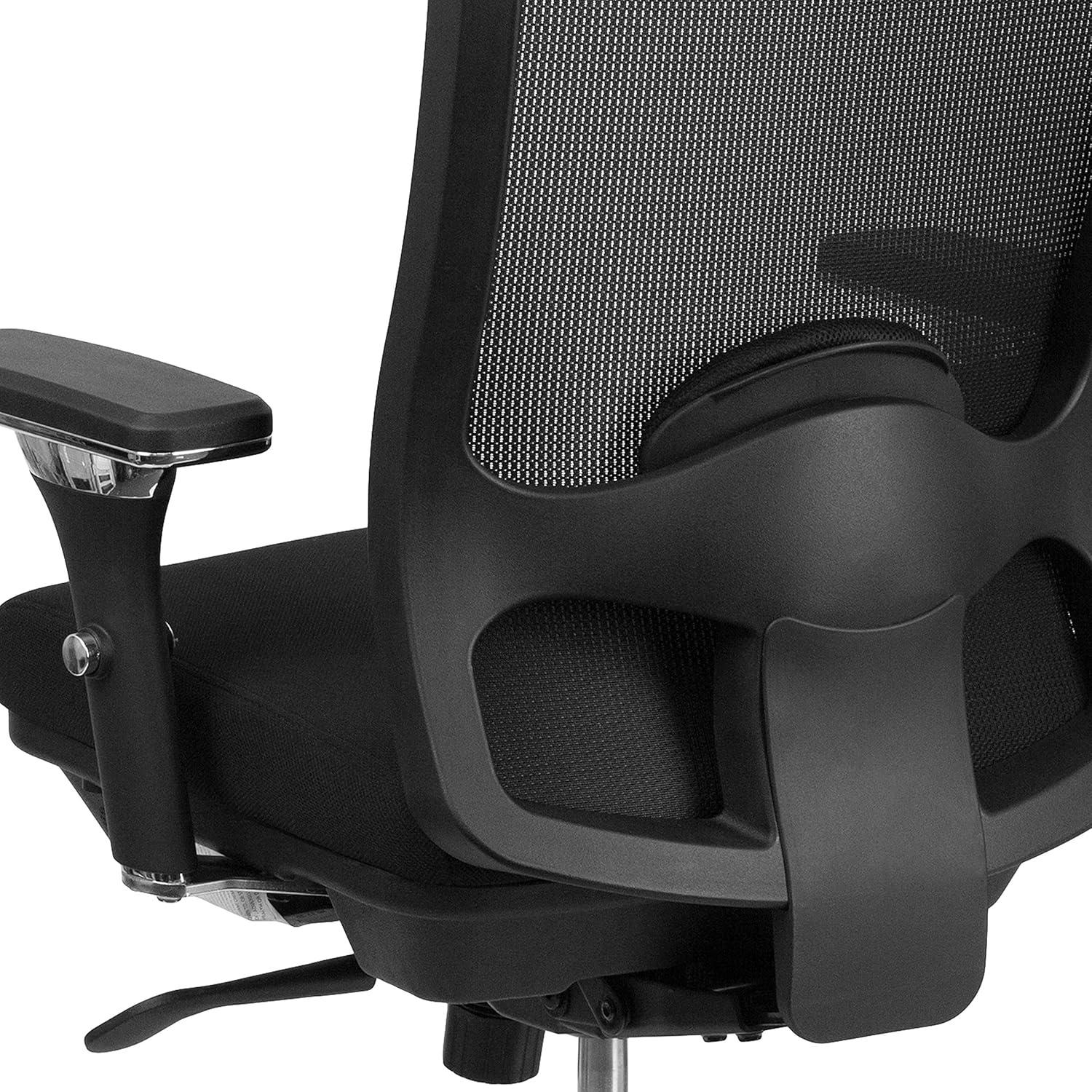 Flash Furniture HERCULES Series 24/7 Intensive Use Big & Tall 350 lb. Rated Black Mesh Multifunction Swivel Ergonomic Office Chair